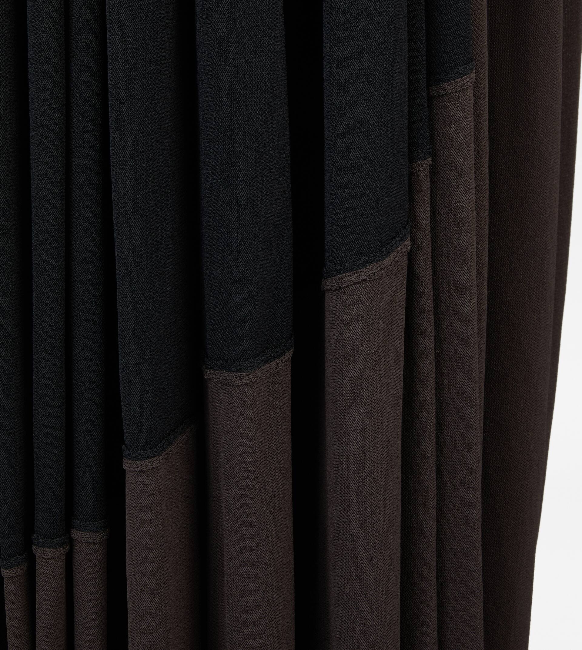 DRESS WITH DRAPE IN STRETCH VISCOSE - BROWN, BLACK - 8