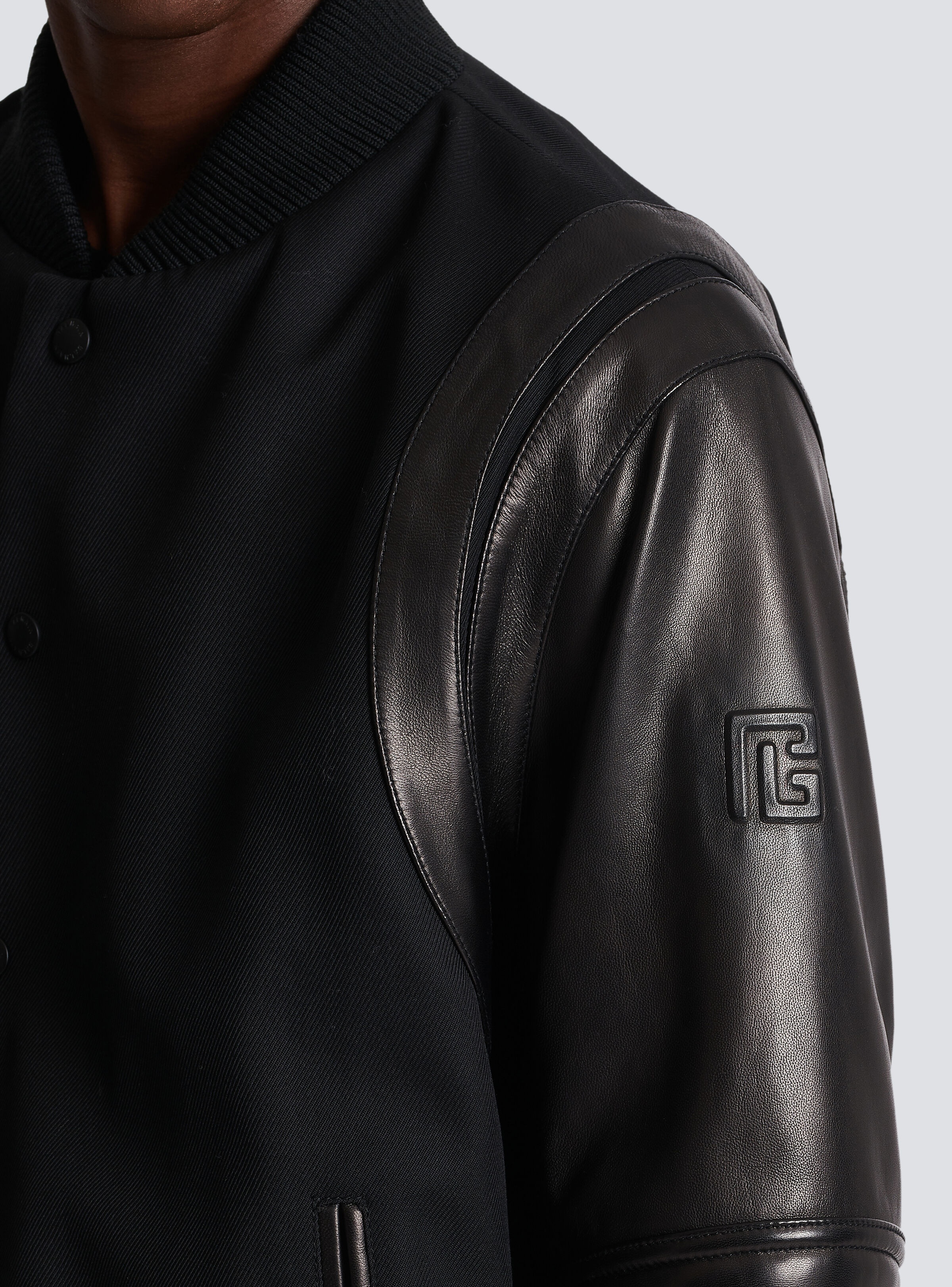 Wool and leather varsity jacket - 7
