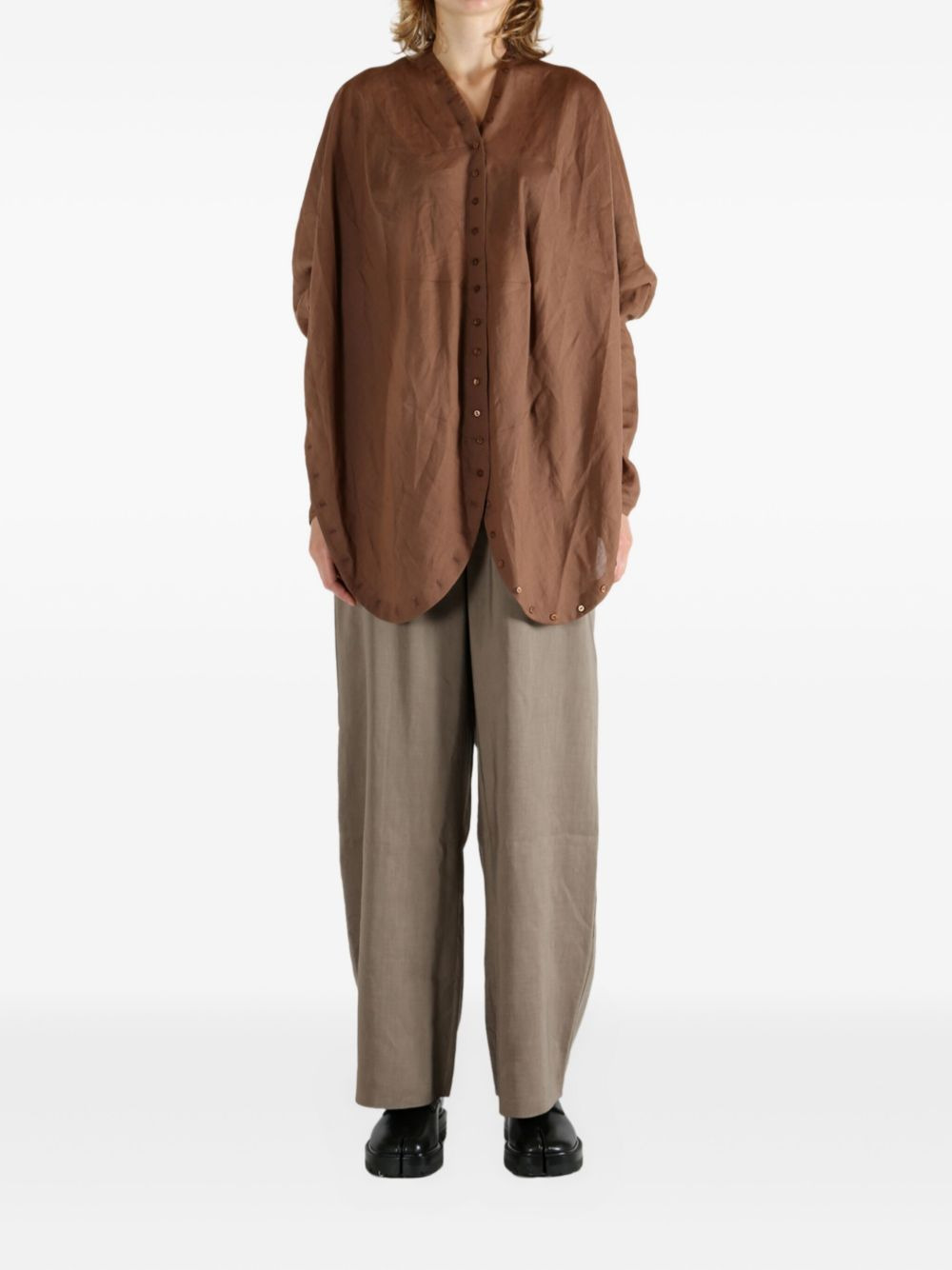 button-detailed curved-hem shirt - 2