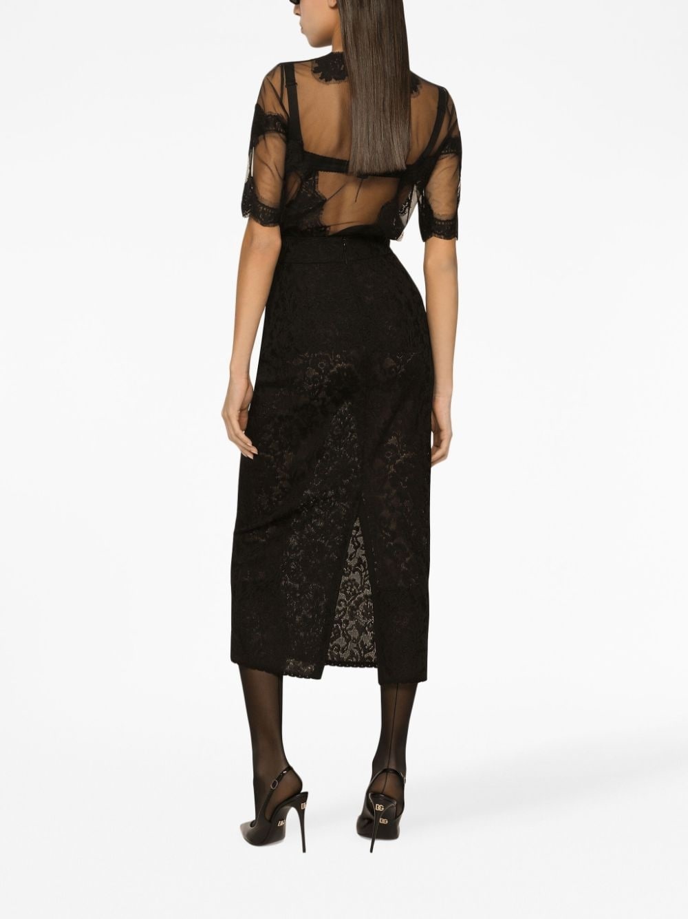 floral-lace midi skirt - 4