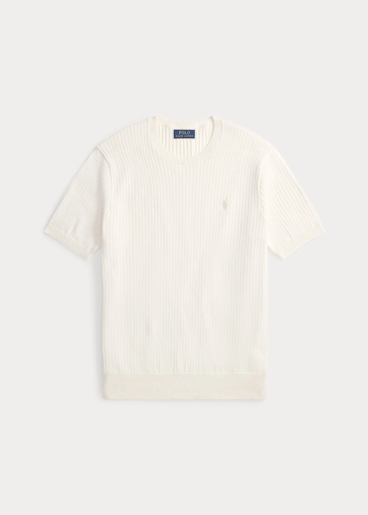 Rib-Knit Cotton Short-Sleeve Sweater - 1