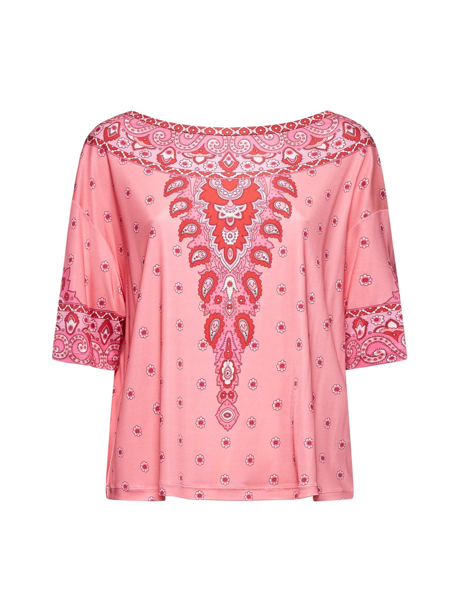 Etro Women Pink Paisley Print Stretch Jersey Top - 1