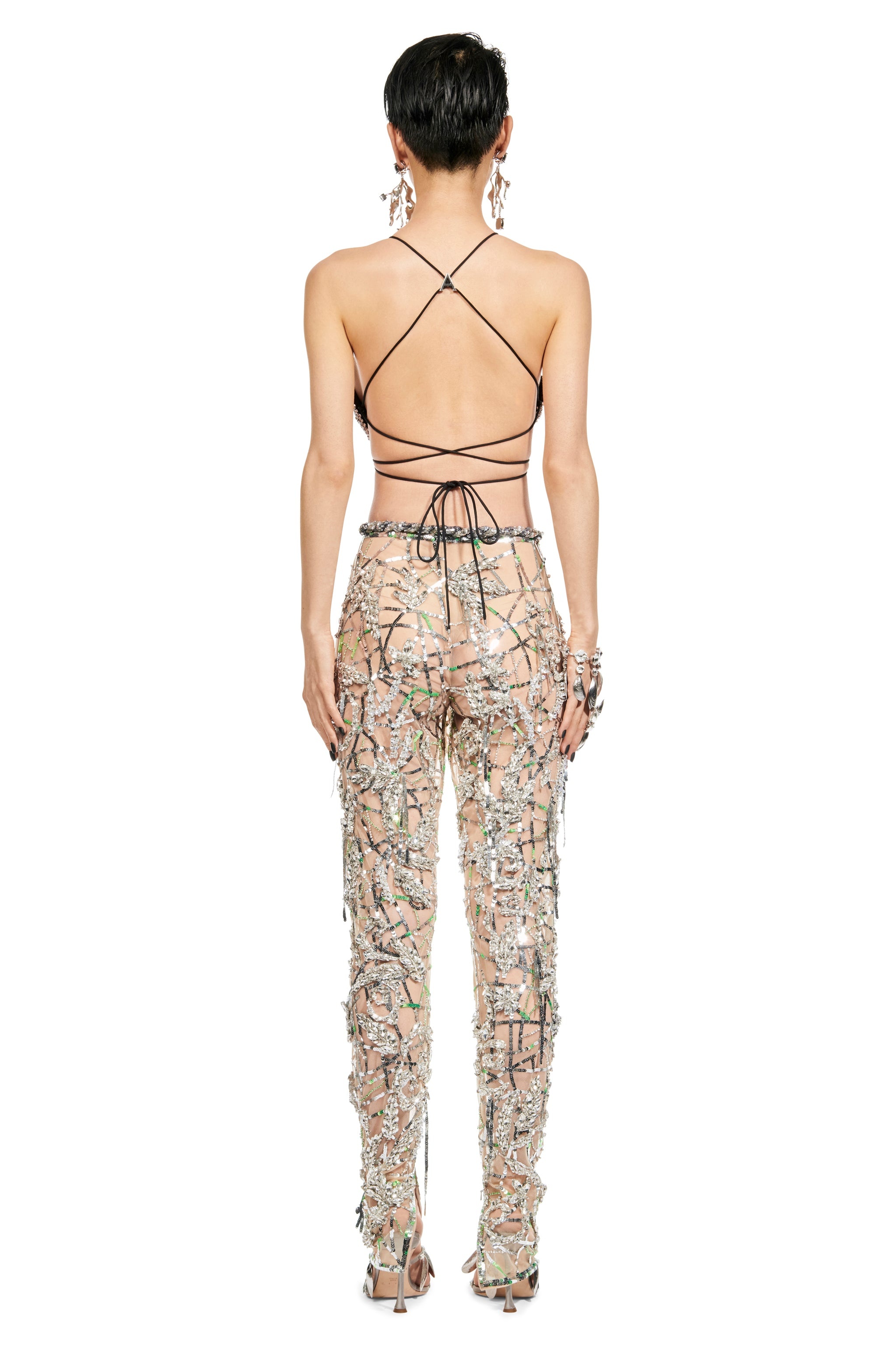 CRYSTAL EMBROIDERED MUSSEL FLOWER TOP - 5
