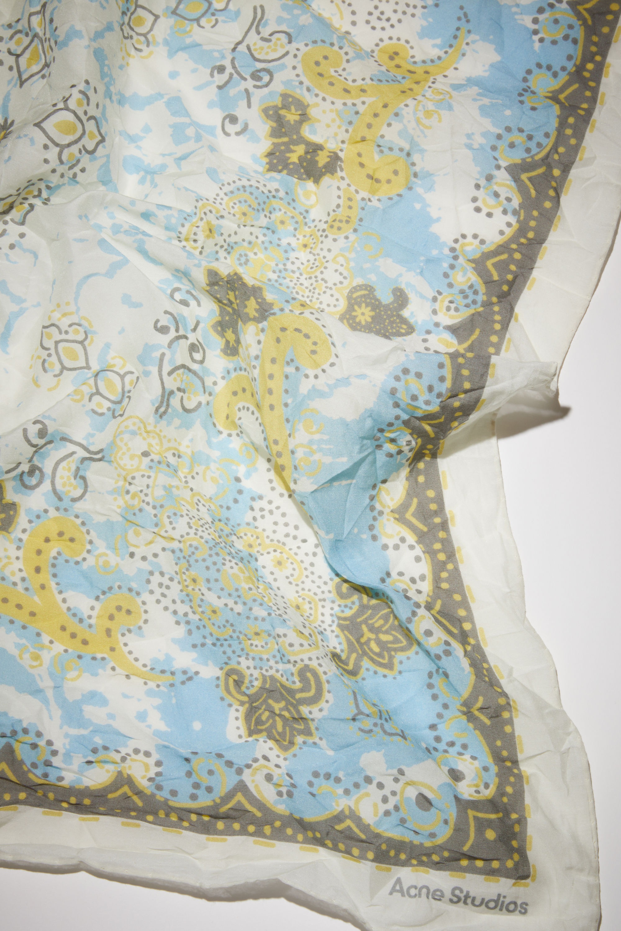 Cotton-silk scarf - White/light blue - 4