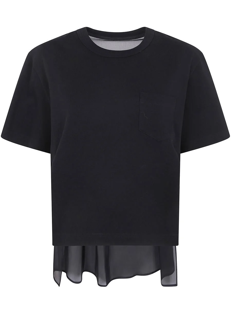 Sacai Nylon Twill Mix Cotton Jersey T-Shirt Clothing - 1