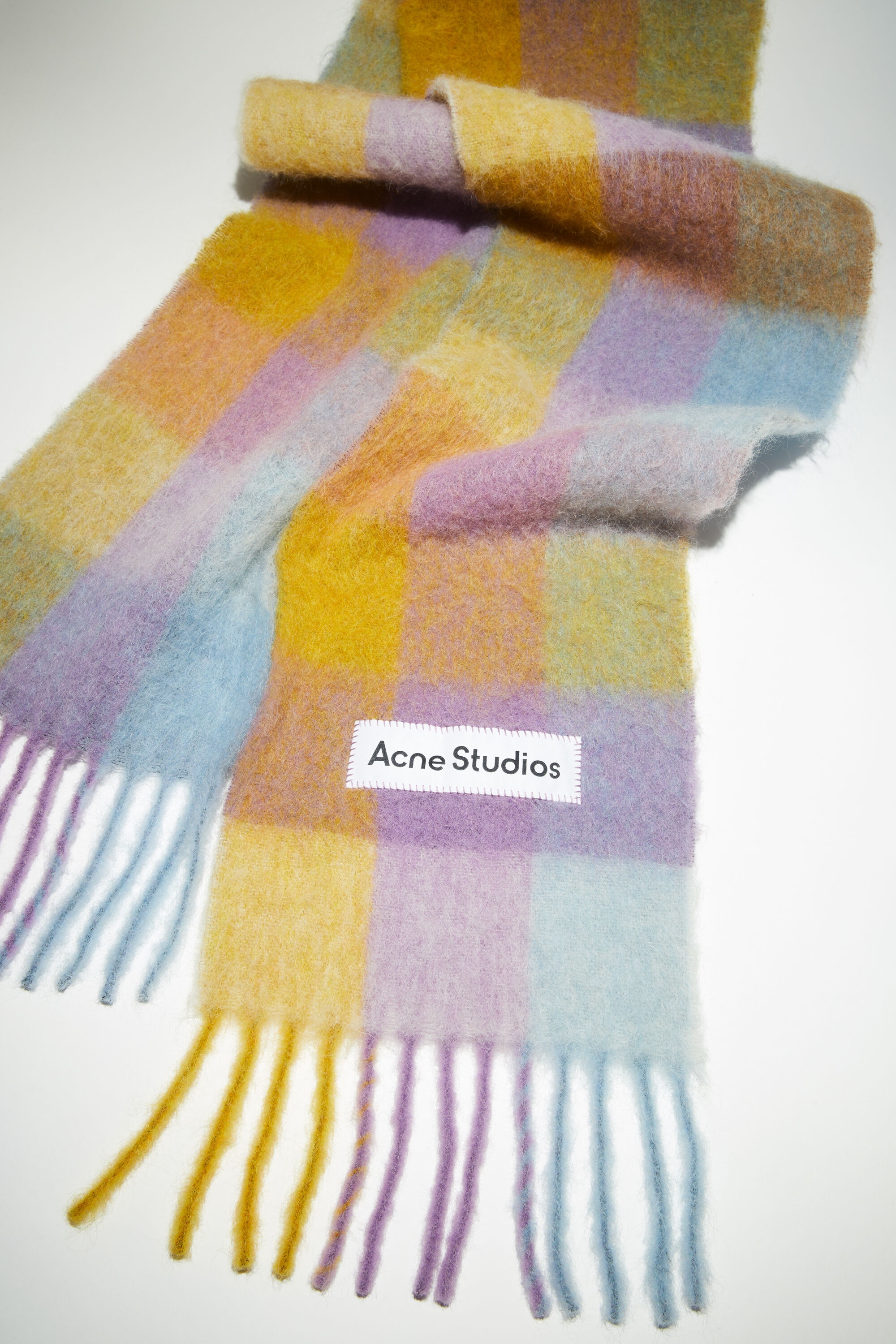 Mohair checked scarf - Violet/yellow/blue - 4
