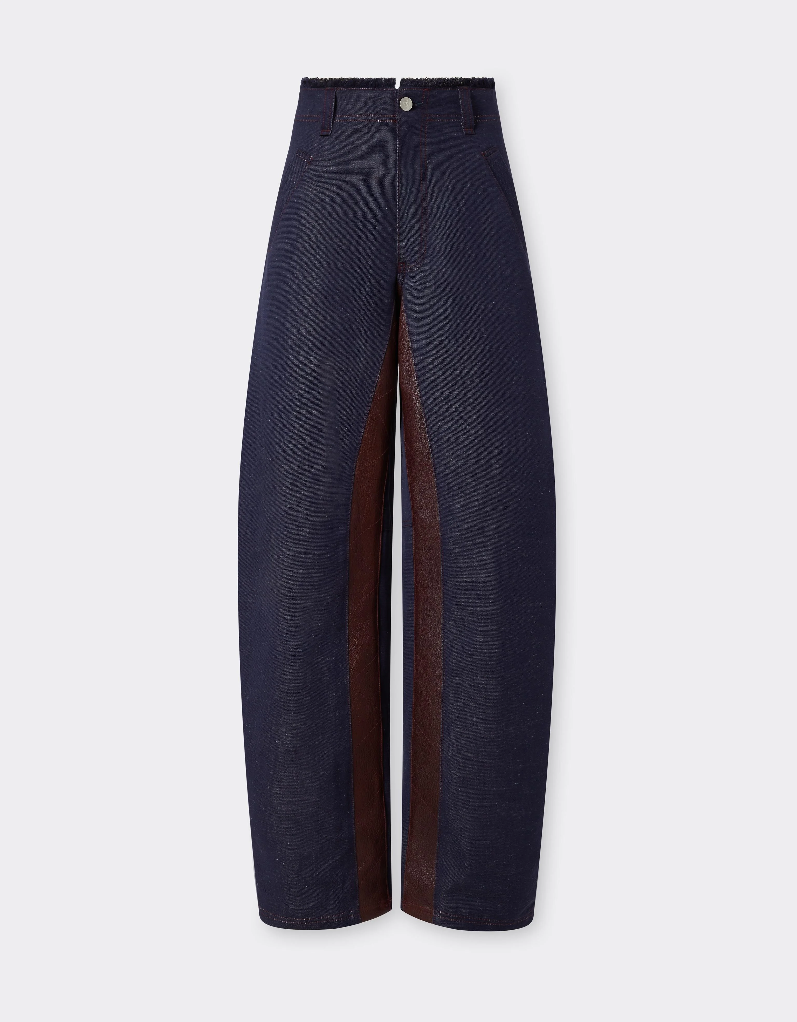 Cotton and Linen Denim Trousers - 1