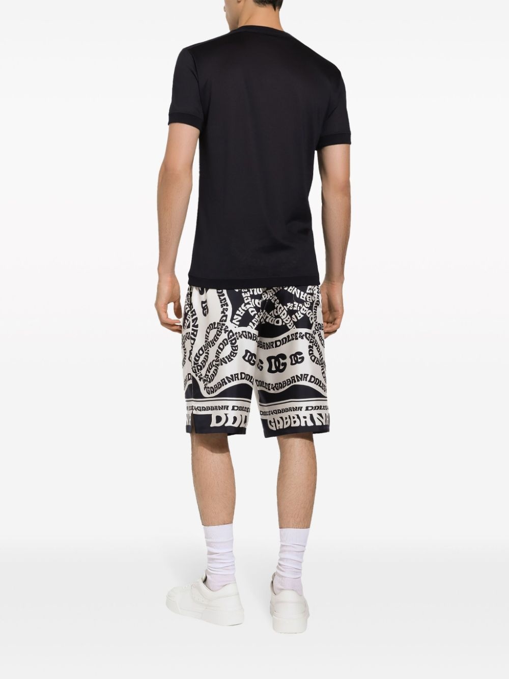 logo-print silk shorts - 4