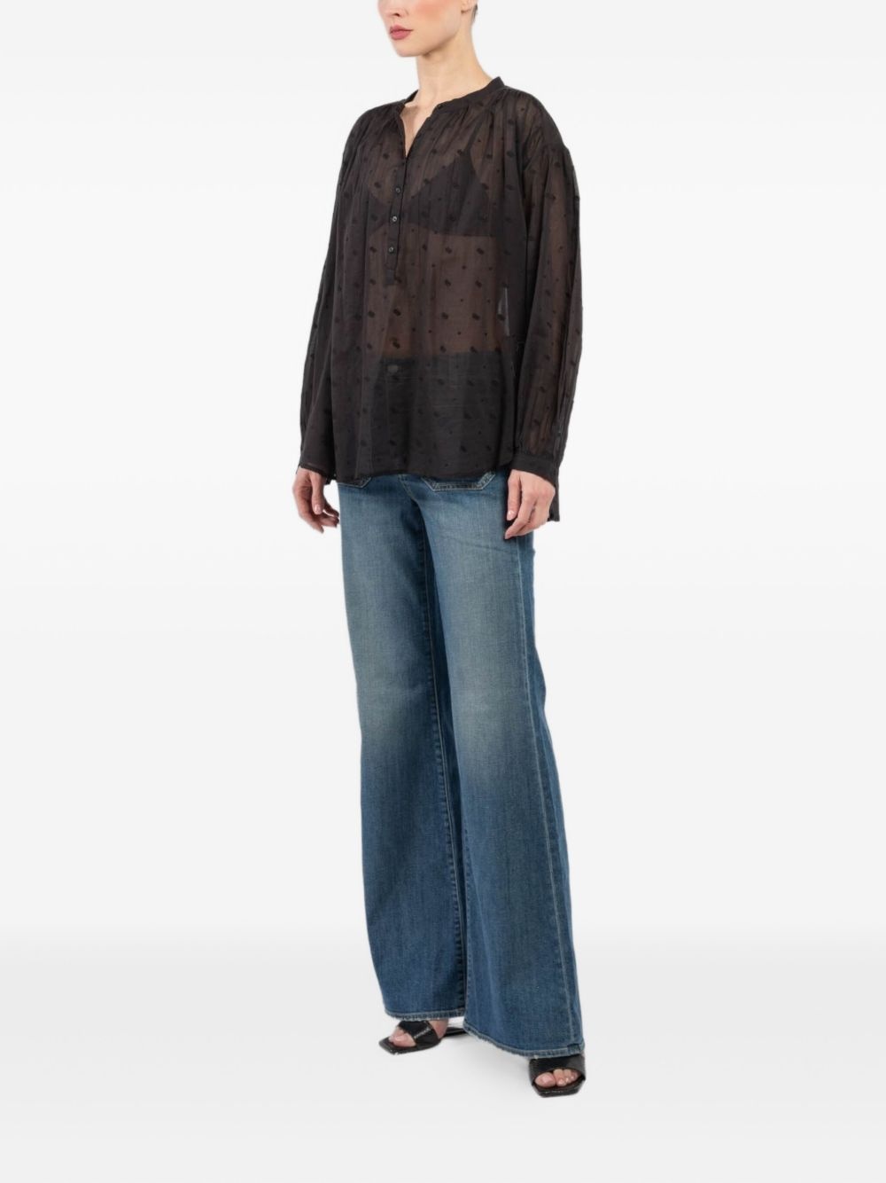 embroidered balloon-sleeve blouse - 3