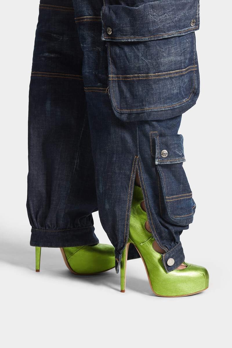 DARK CLEAN WASH DENIM CARGO PANT - 9