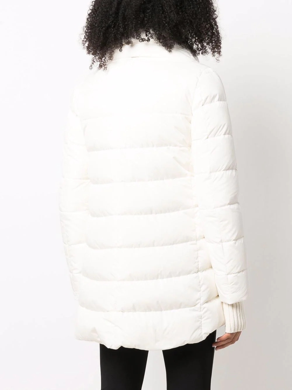 hooded feather-down padded coat - 4