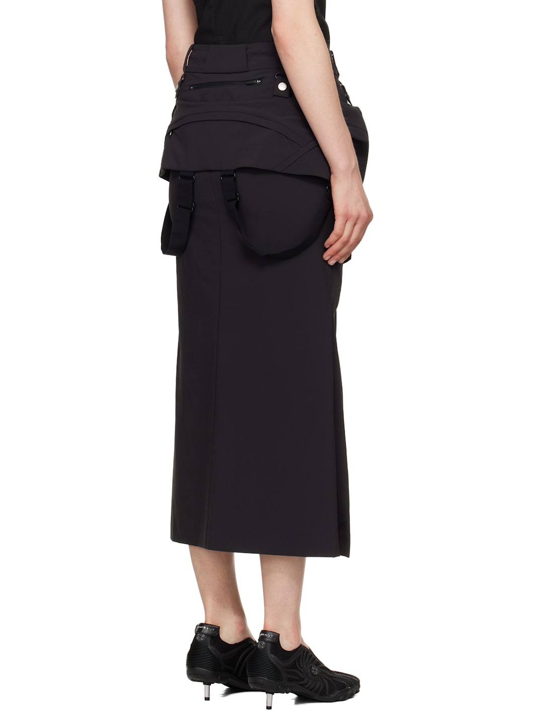 Black Cargo Midi Skirt & Top Set - 3