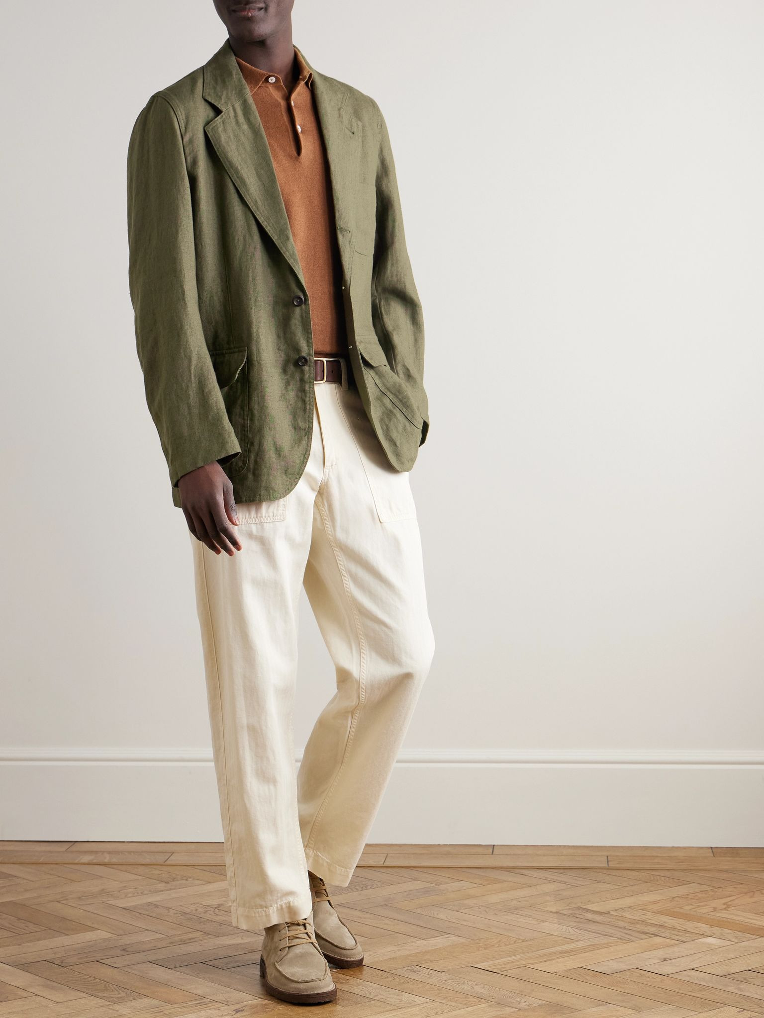 Mk. I Antique Games Unstructured Linen Blazer Army green - 2