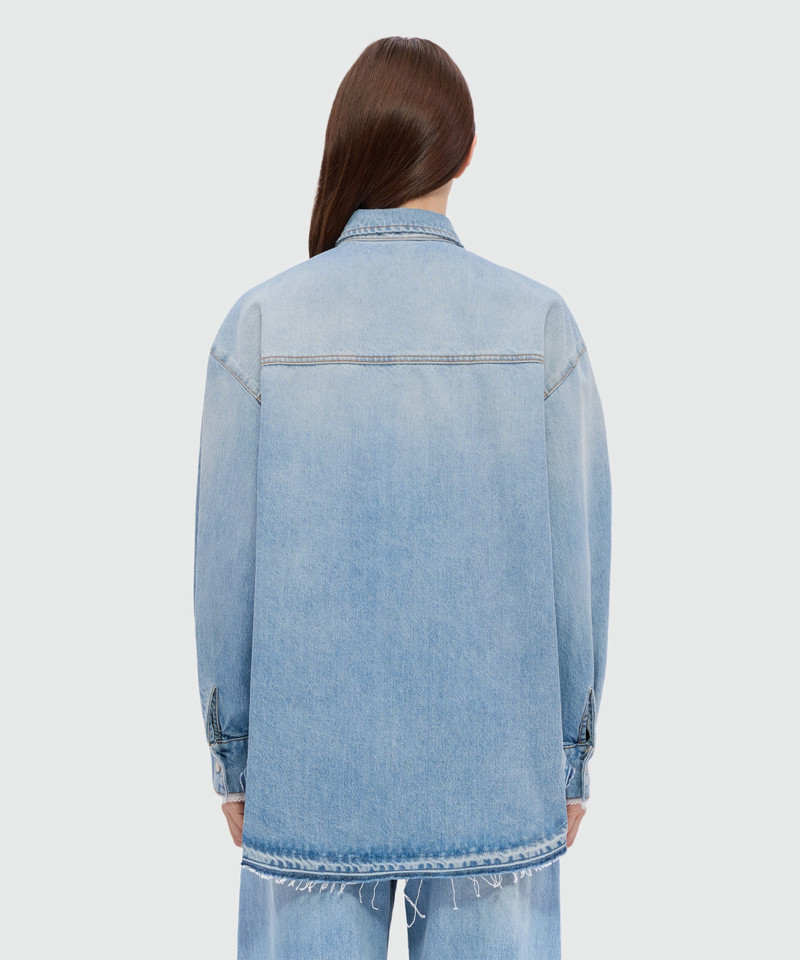 Stone-washed denim shirt with lace detail on the cuffs 3