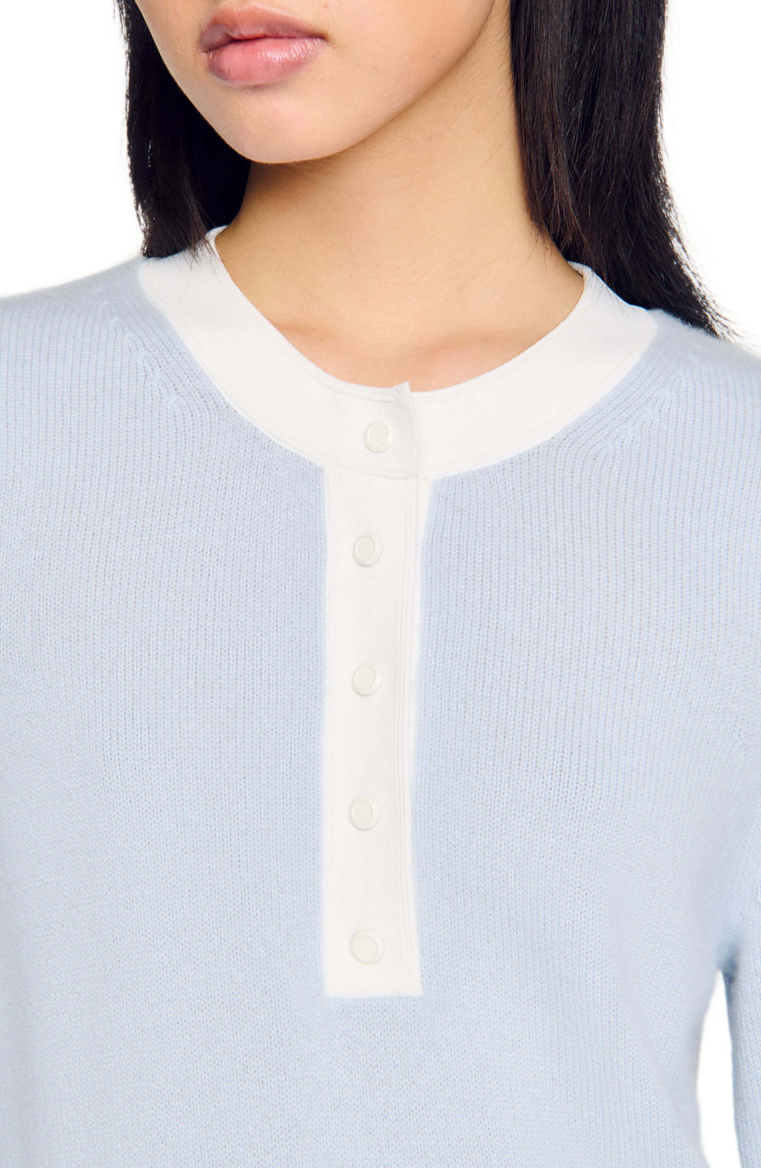 SANDRO Wool and cashmere sweater in Sky Blue at Nordstrom - 4