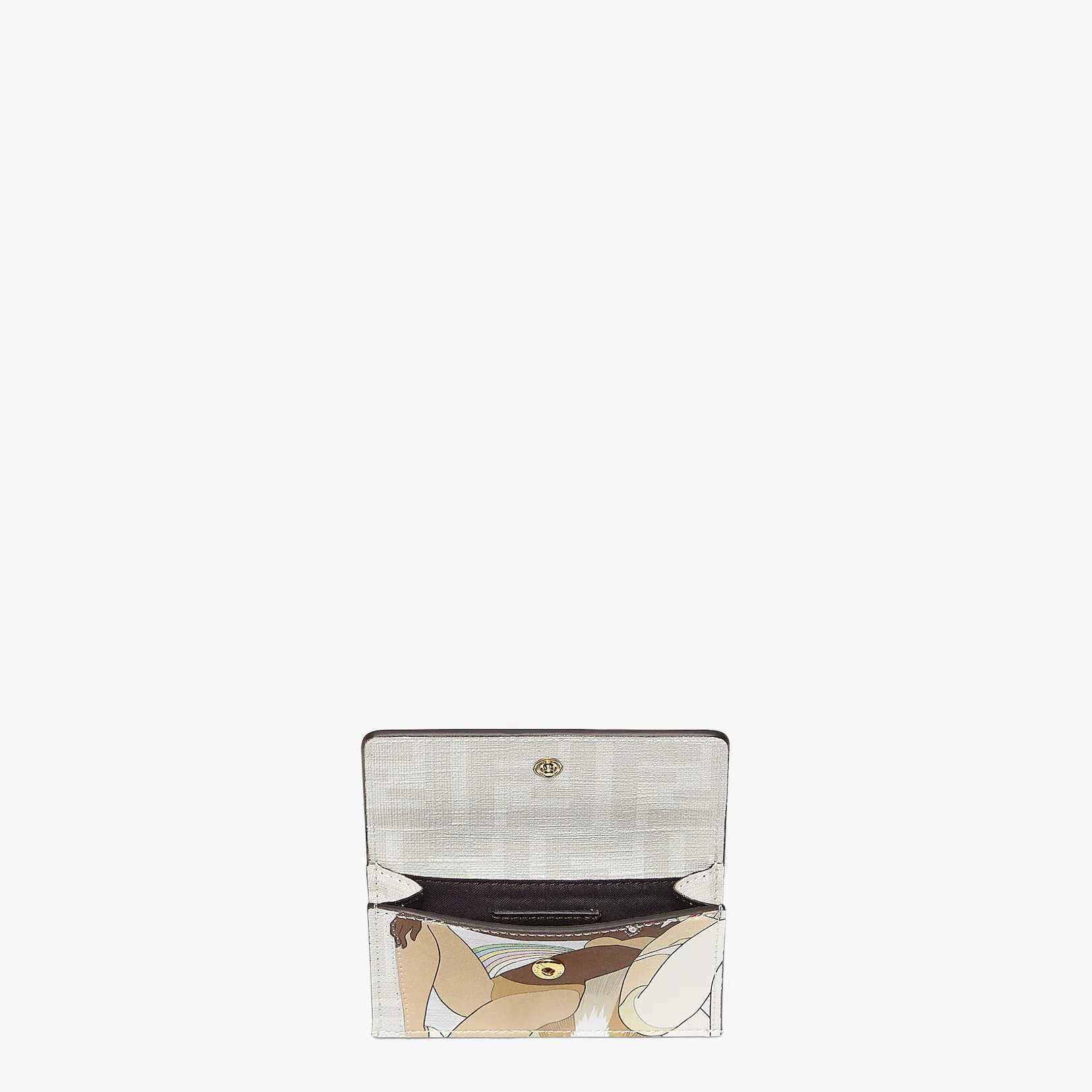 Fendi Roma card holder with three card slots and coin pocket with press-stud button. Made of white a - 3