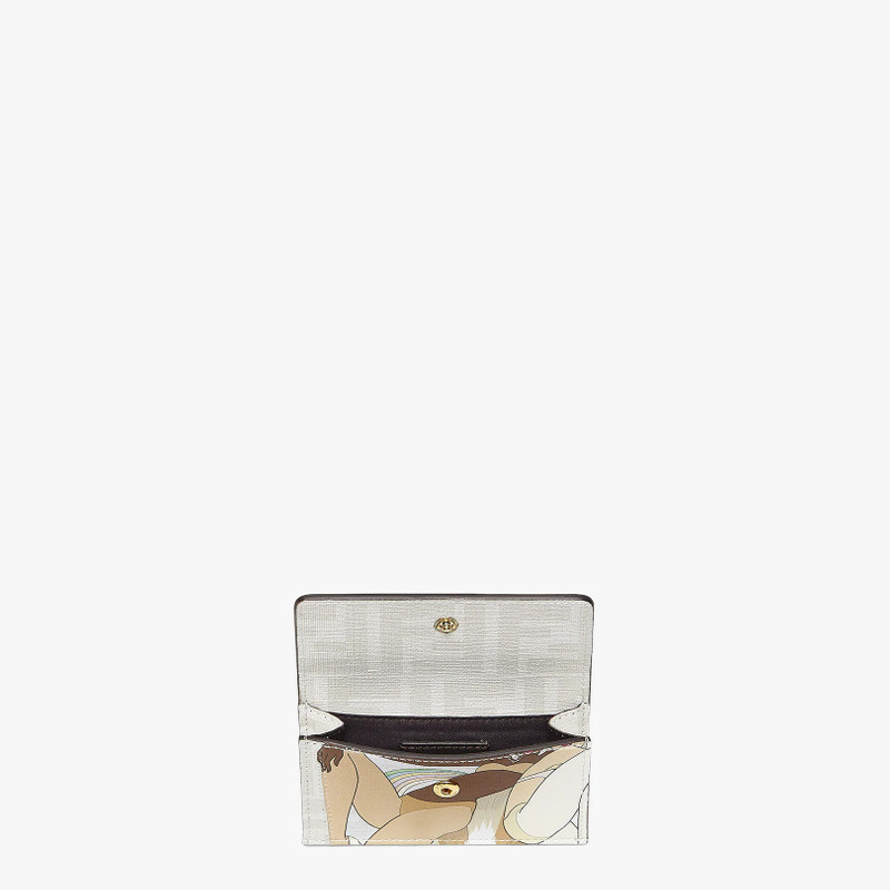 FENDI Fendi Roma card holder with three card slots and coin pocket with press-stud button. Made of white a outlook