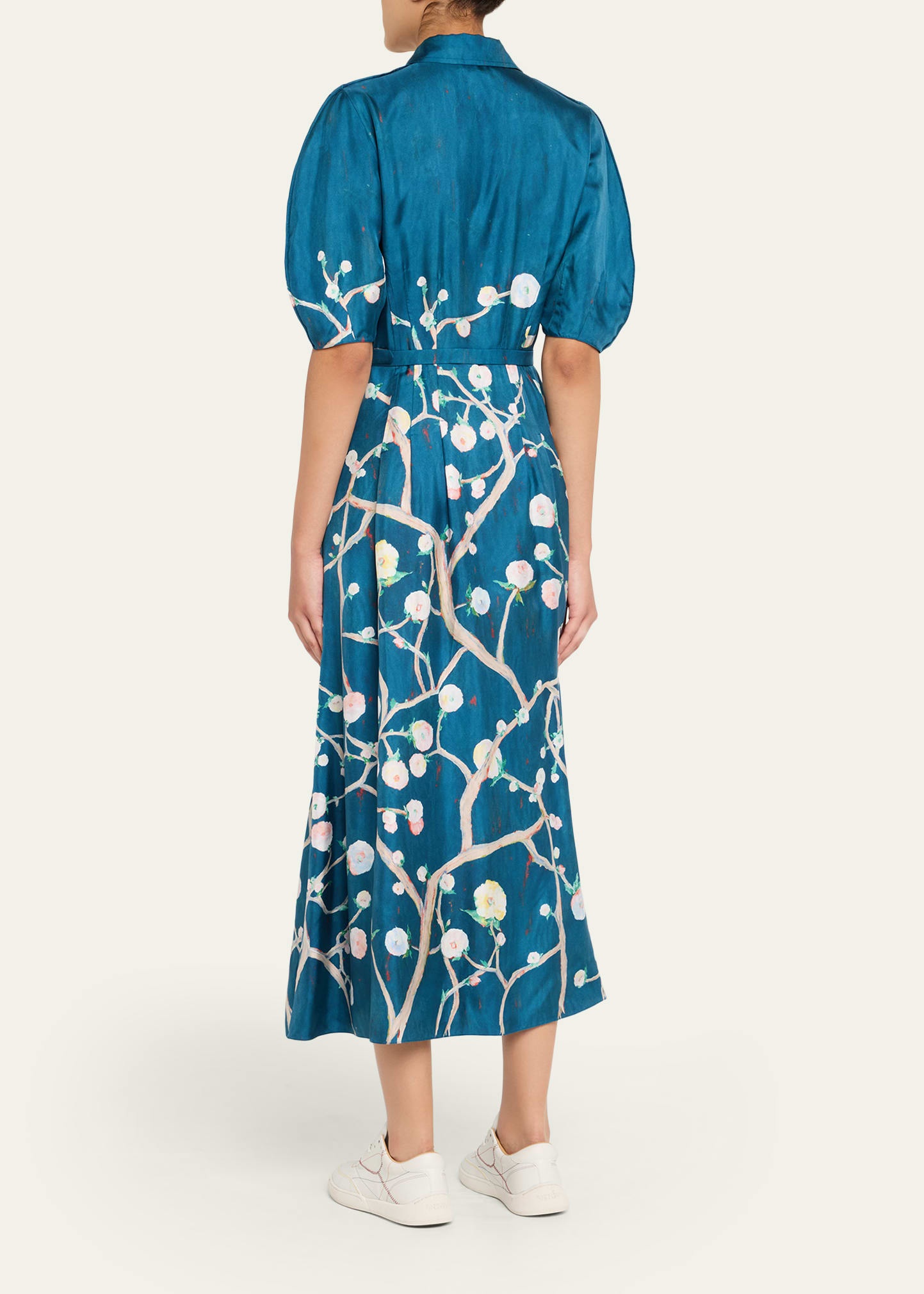 Maude Floral Pleated Midi Shirtdress With Belt - 3