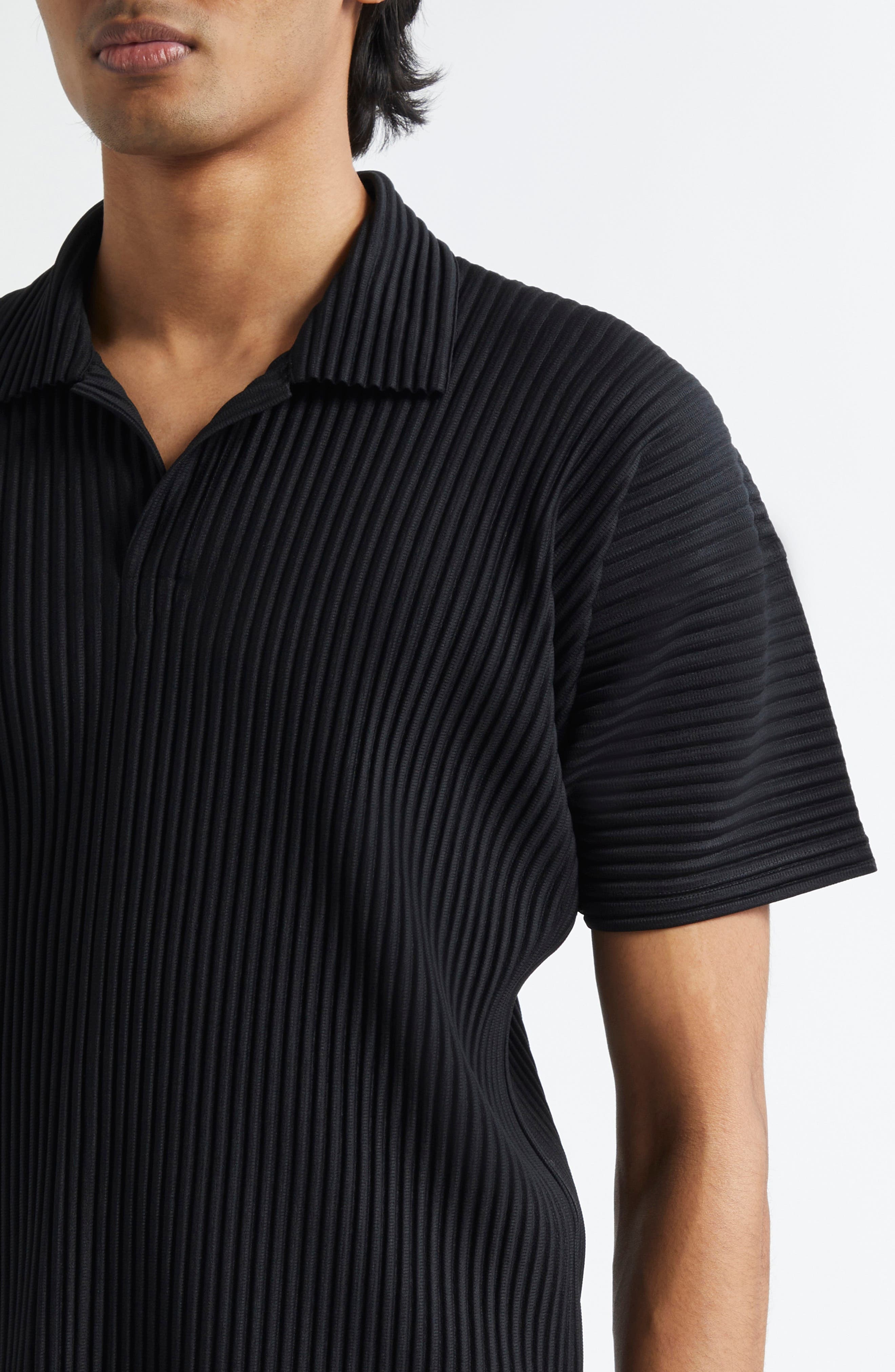 Homme Plissé Issey Miyake Basics Pleated Polo in Black at Nordstrom - 5
