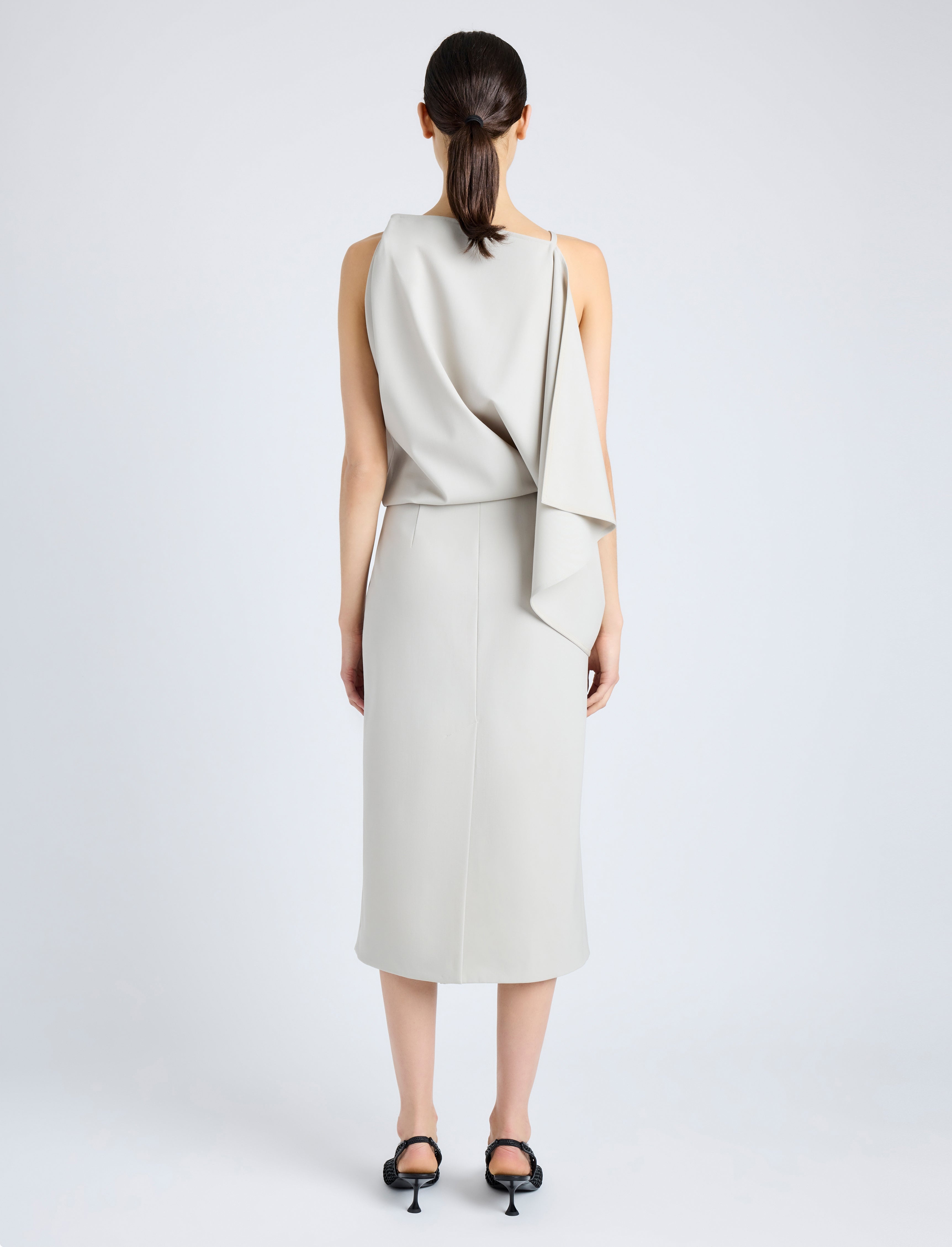 Elena Dress in Wool Gabardine Suiting - 4