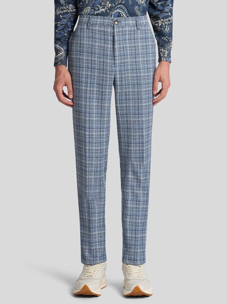 CHECK WOOL-BLEND TROUSERS - 2