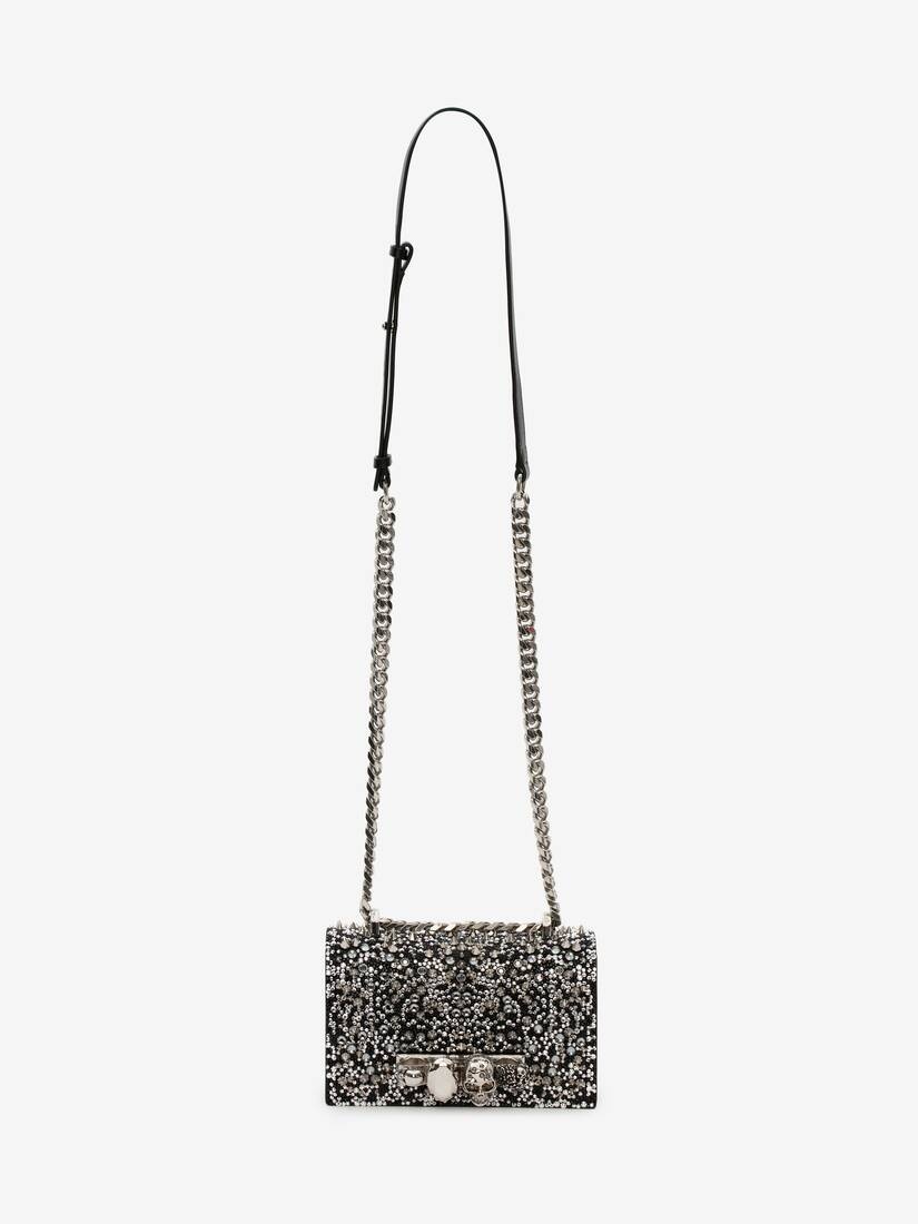 Women's Crystal-embellished Mini Jewelled Satchel in Black - 6