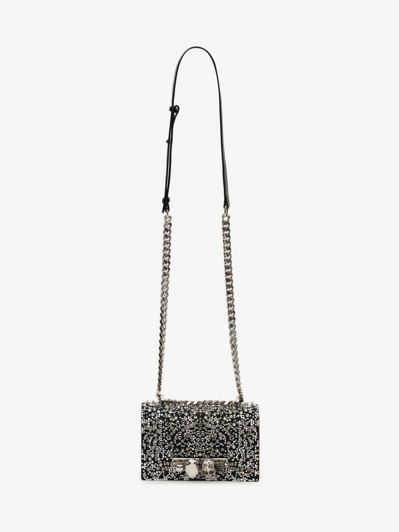 Alexander McQueen Women's Crystal-embellished Mini Jewelled Satchel in Black outlook