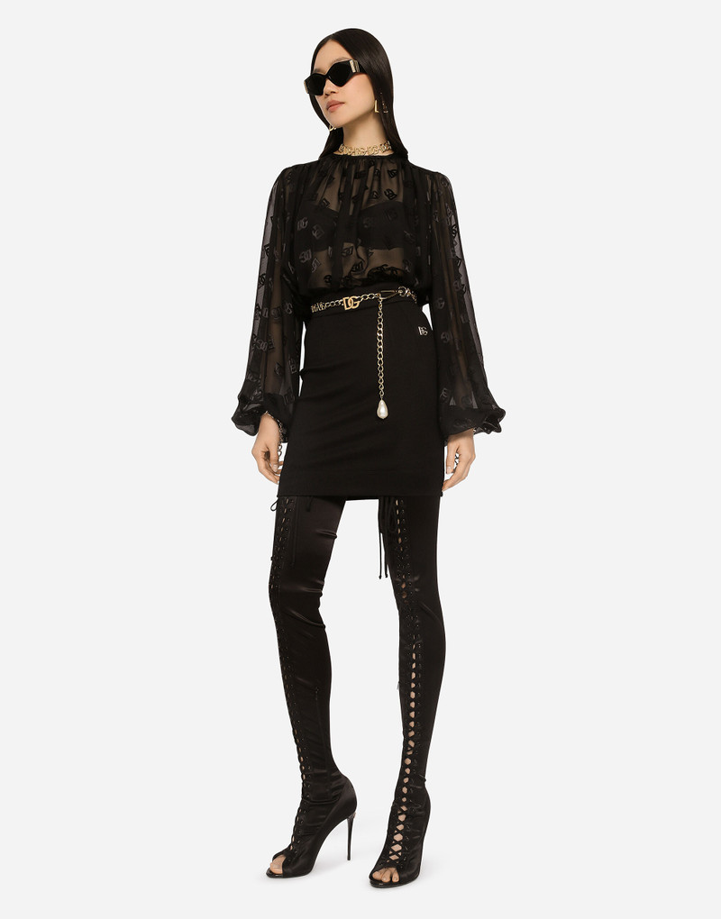 Devoré satin blouse with all-over DG logo 3