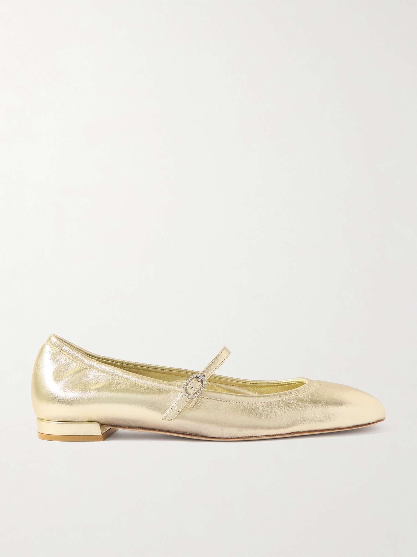 Claris crystal-embellished metallic leather Mary Jane ballet flats - 1