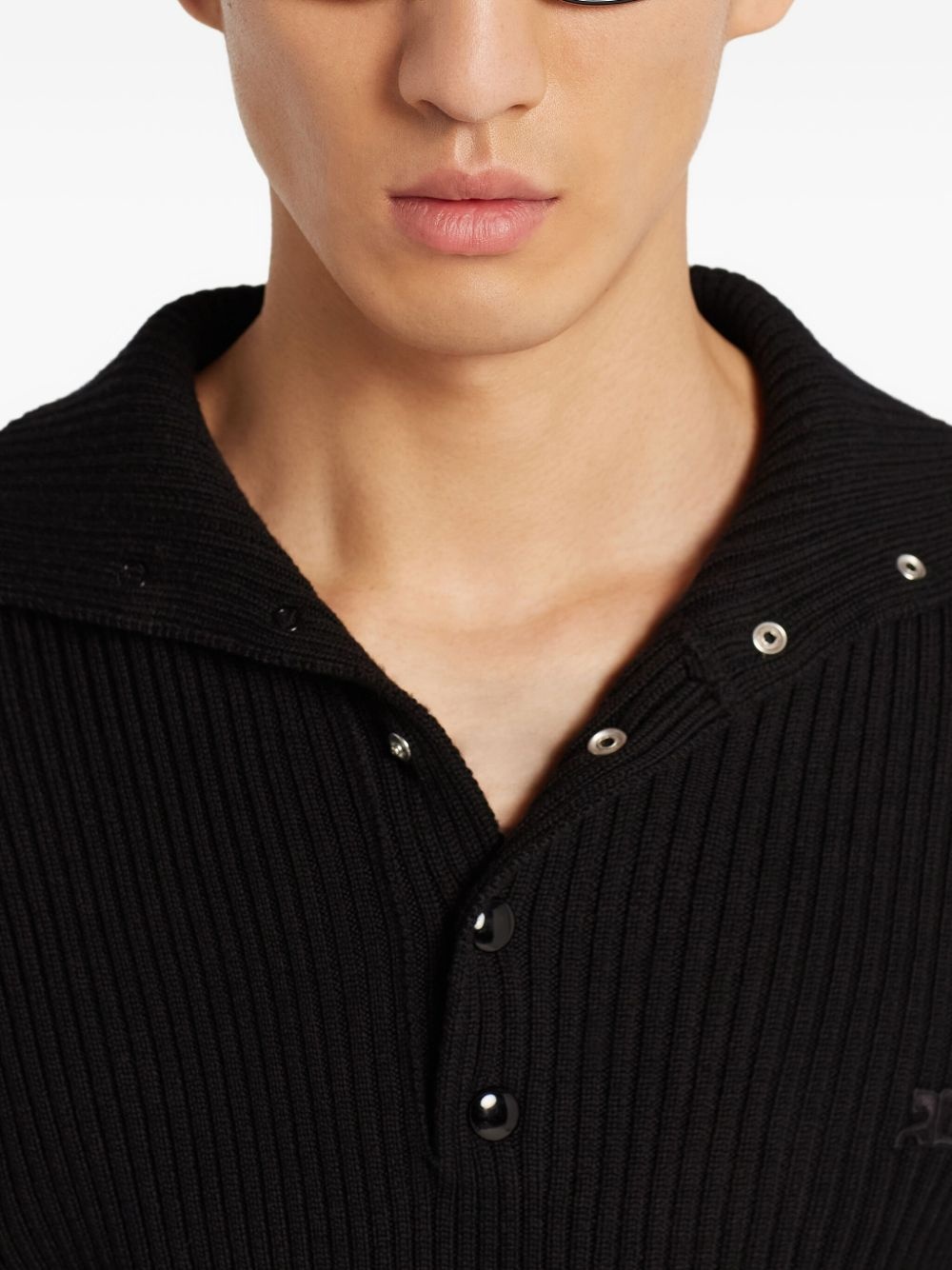 ribbed-knit polo sweater - 5