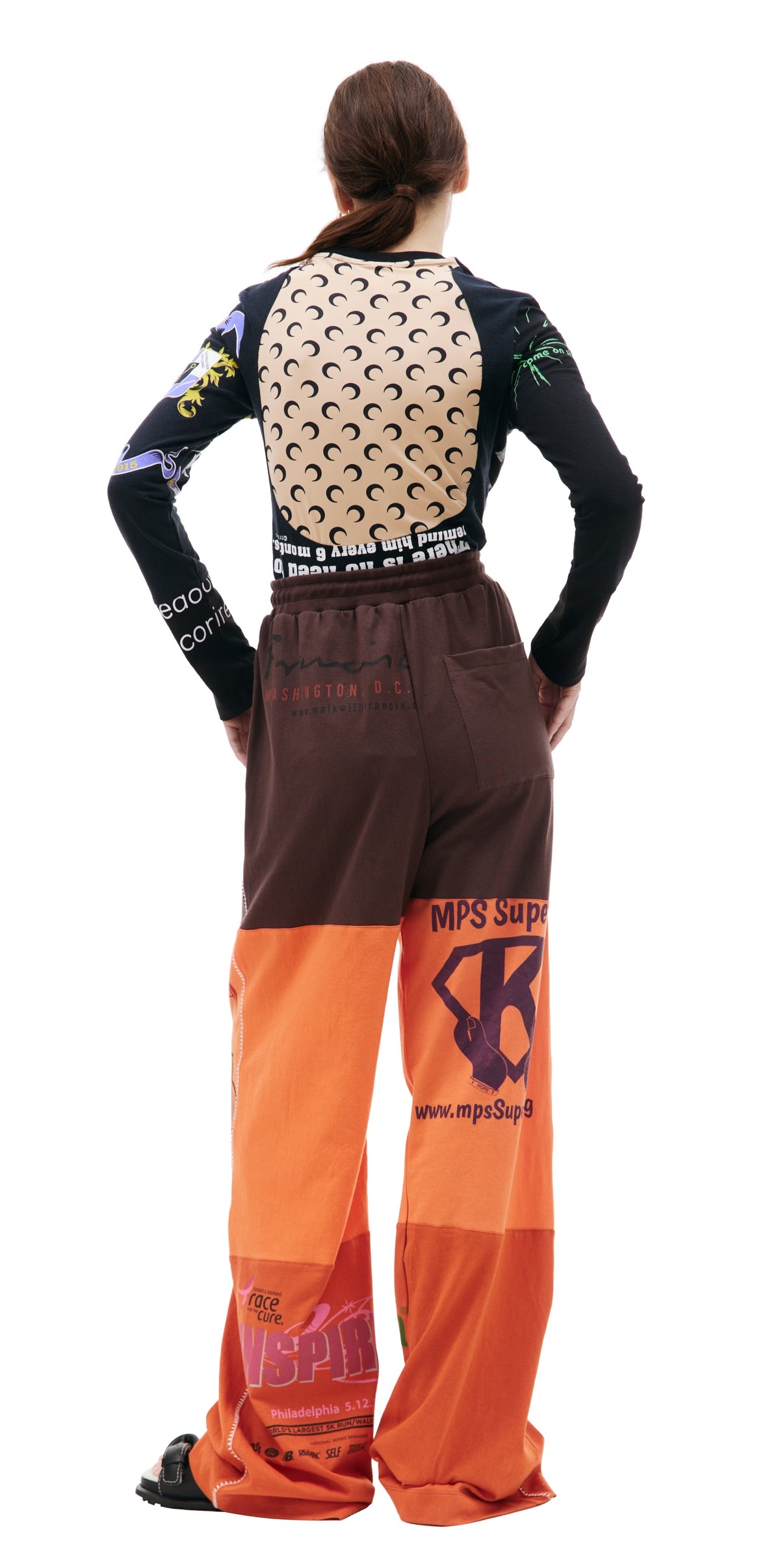 REGENERATED GRAPHIC T-SHIRT PATCHWORK PANTS (BLACK/RED) - 3