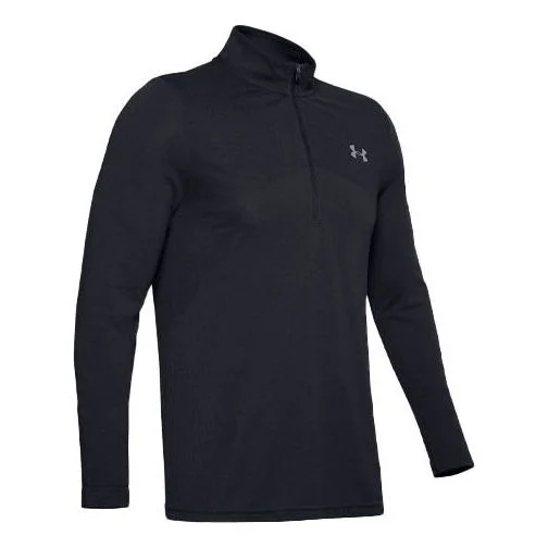 Men's Under Armour Seamless 1/2 Zipper Sports Long Sleeves T-shirt Black 1351452-001 - 1