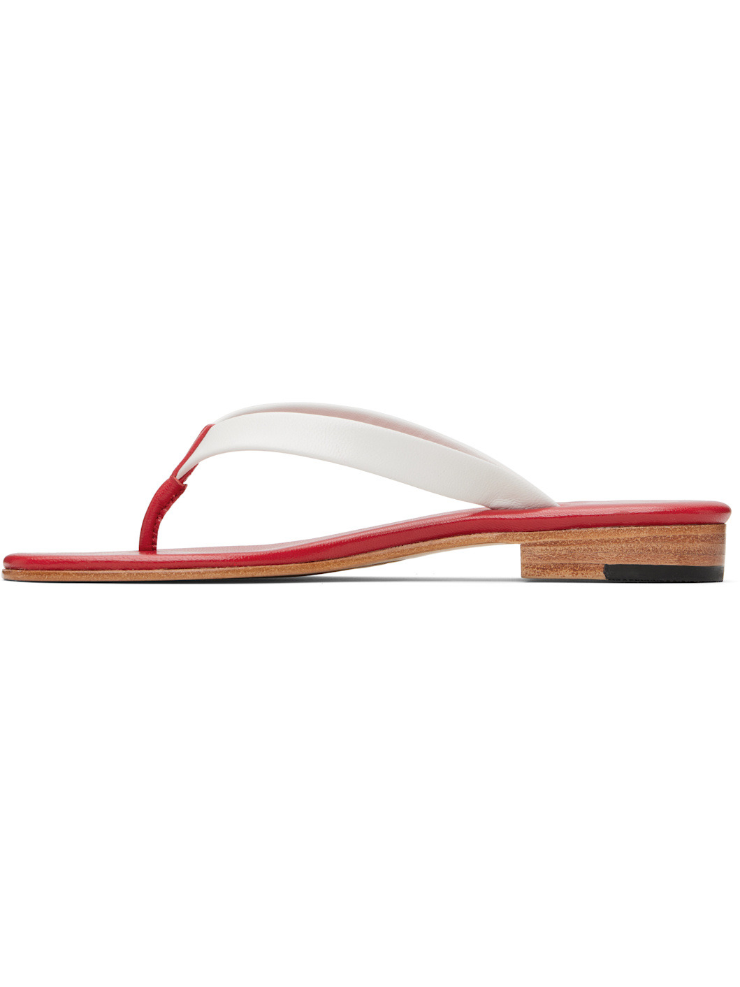 White & Red Leather Flip-Flops - 3