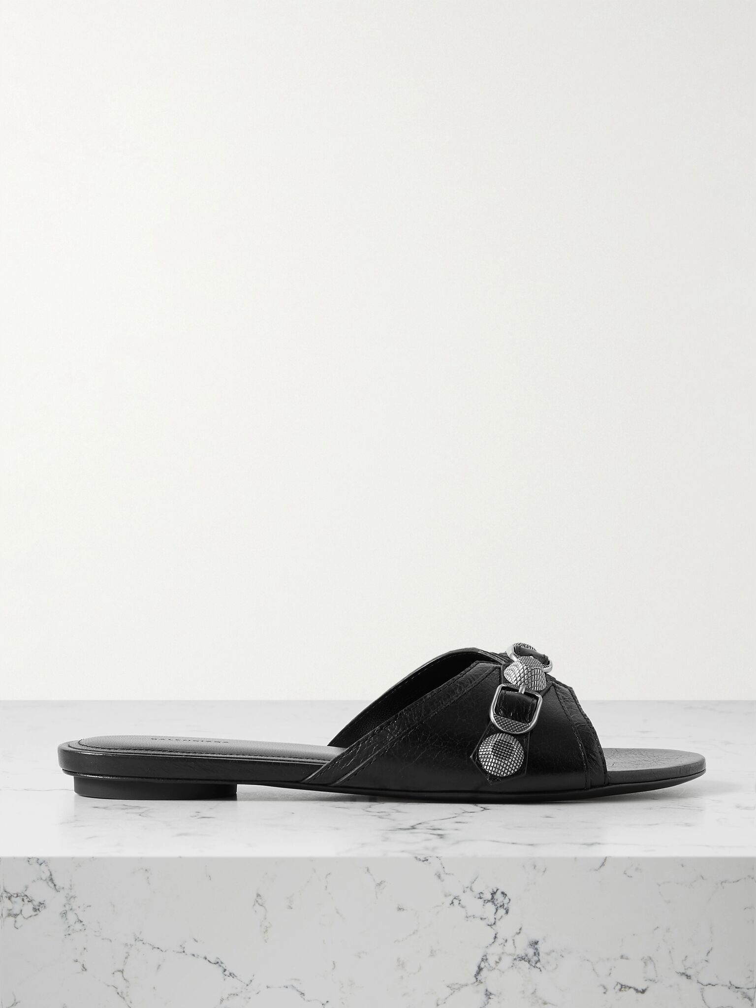 Cagole embellished textured-leather sandals Black - 1