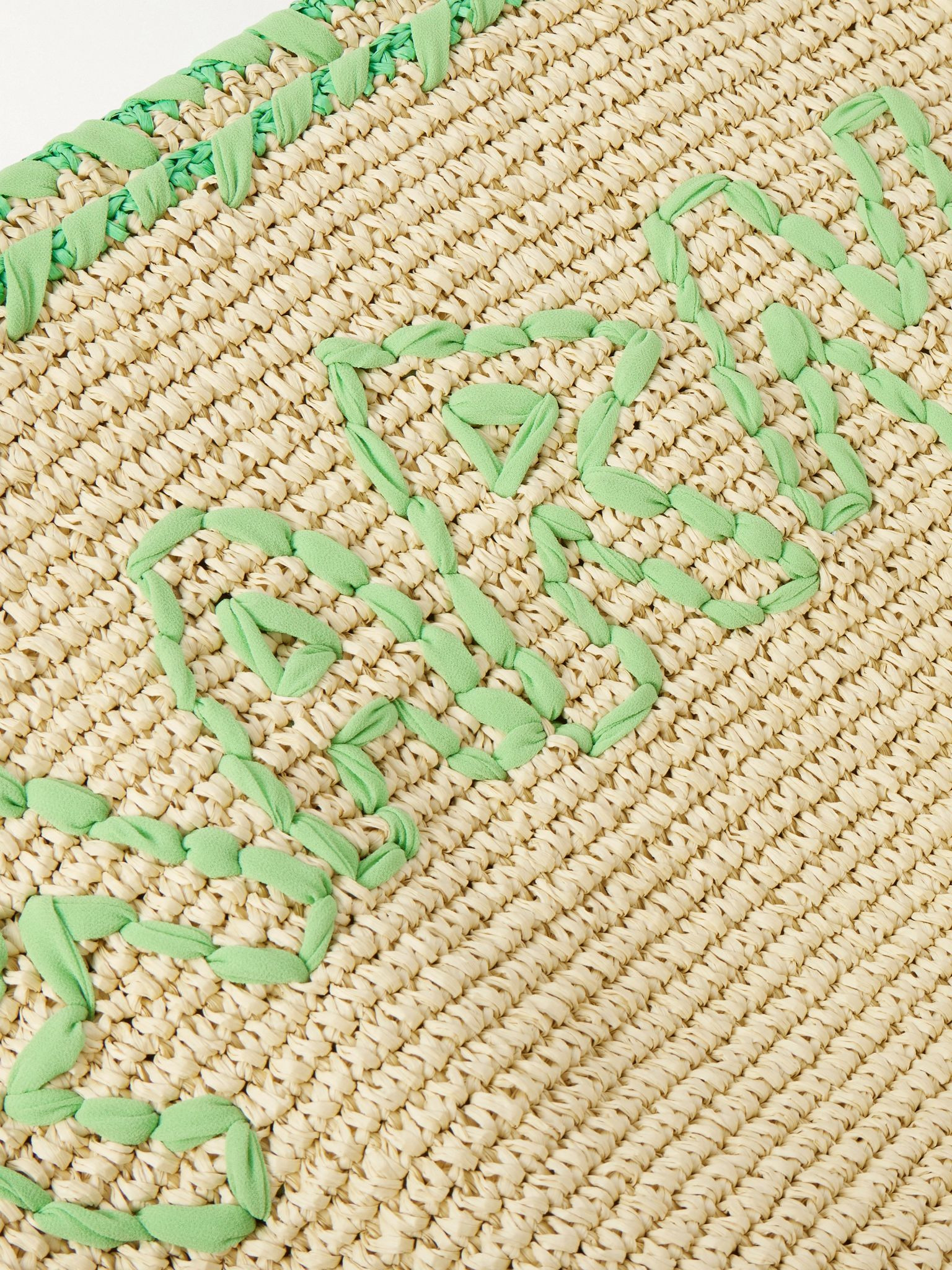 Embroidered raffia tote Neutral - 4
