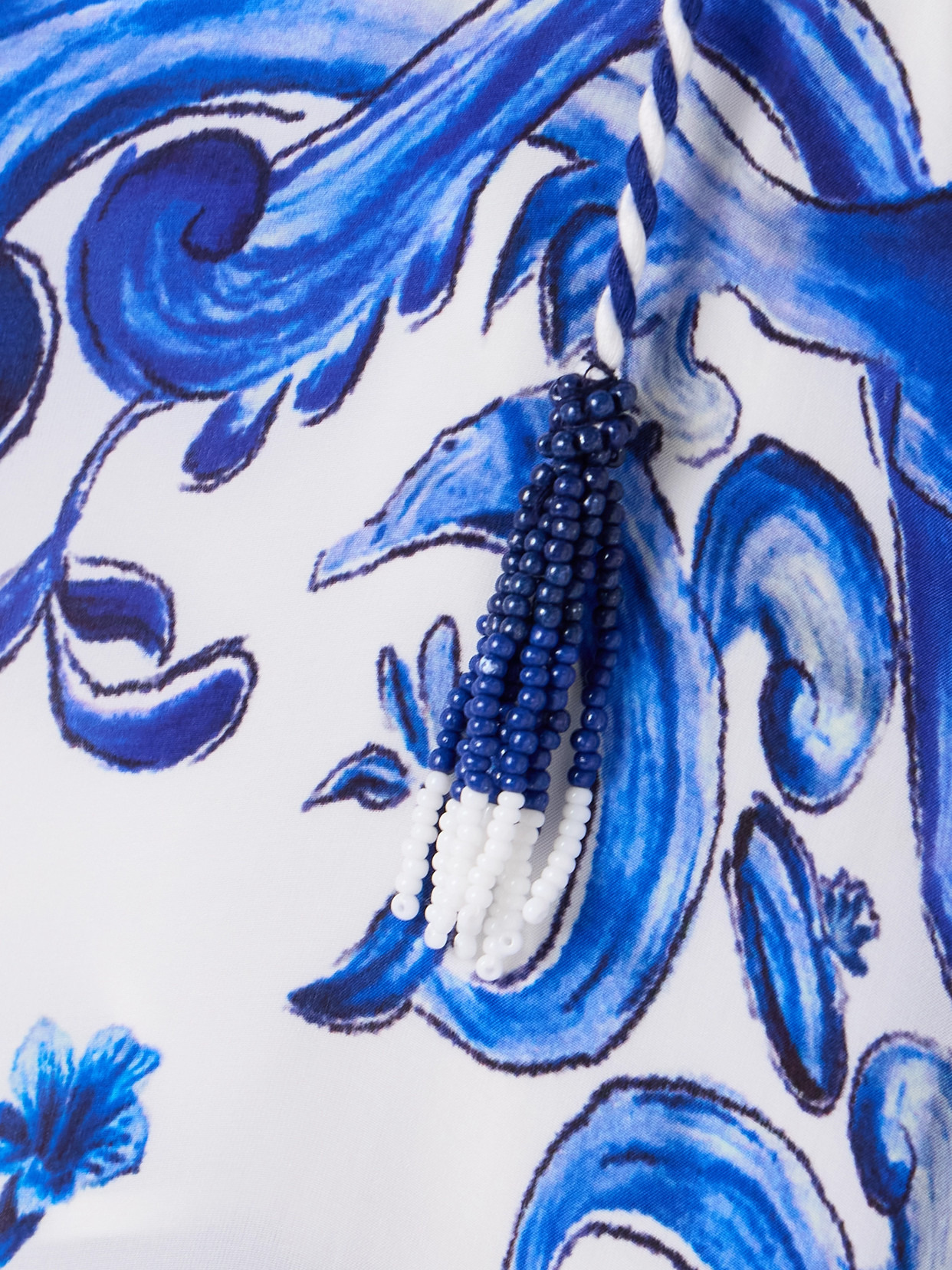 Garden Tiles Bead-embellished Printed Satin Tank - 4