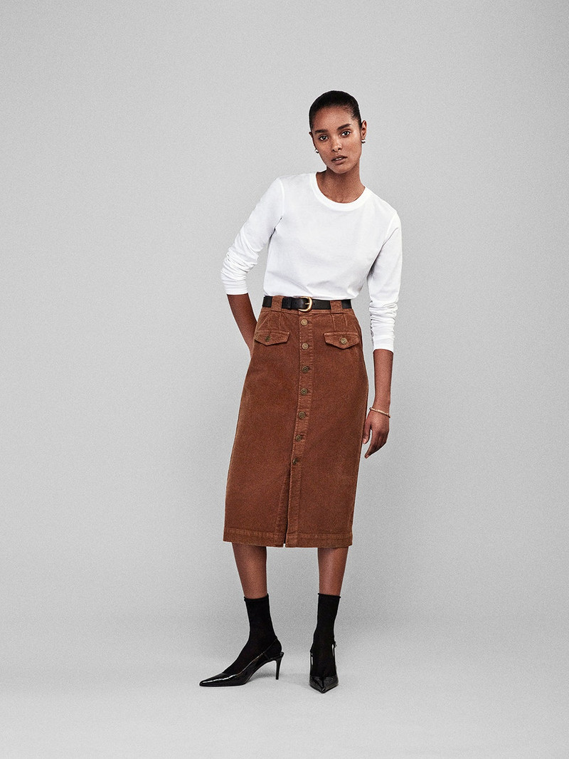 FRAME Long Sleeve Baby Tee in White outlook