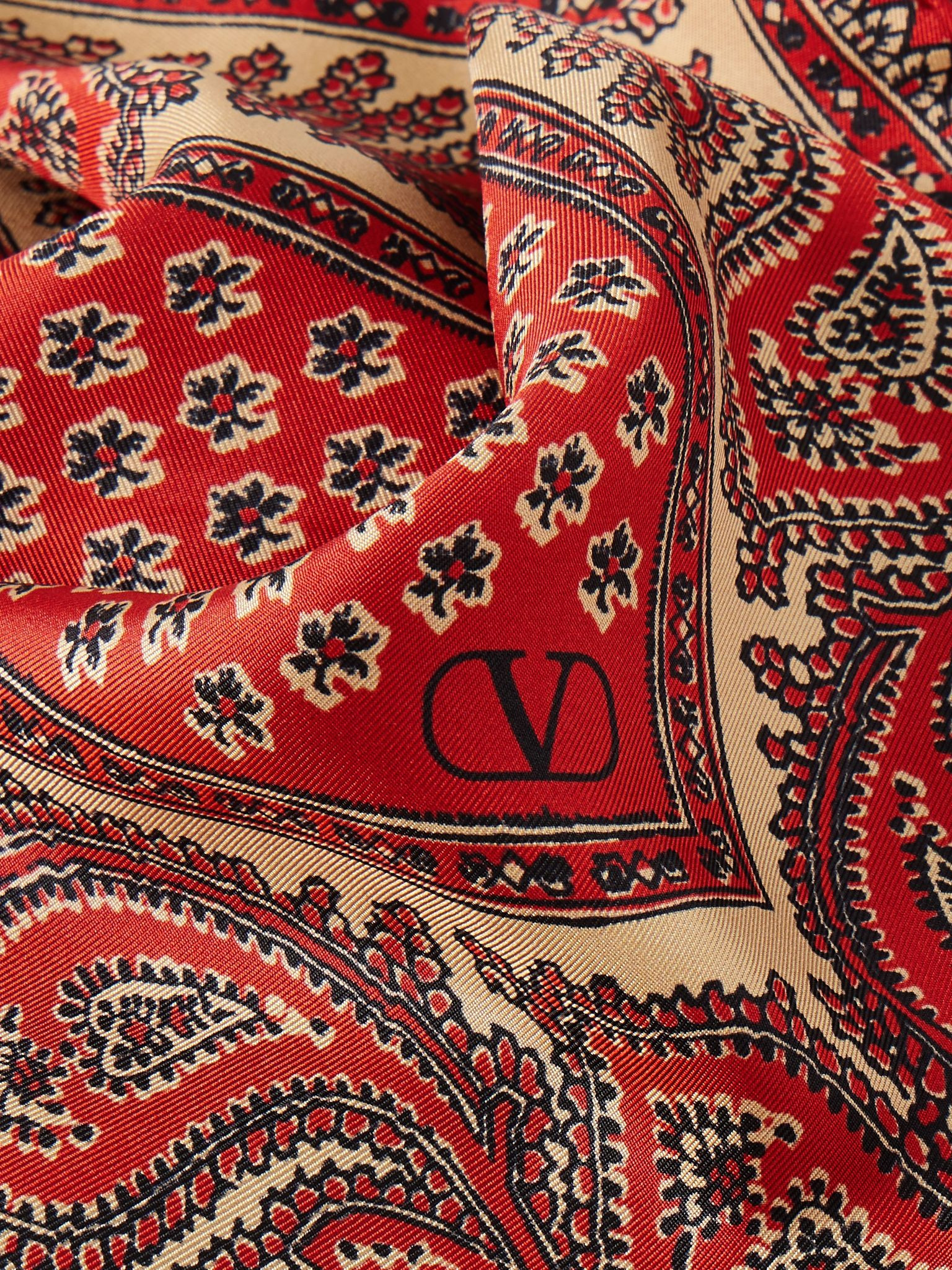 Printed silk-twill scarf Red - 3
