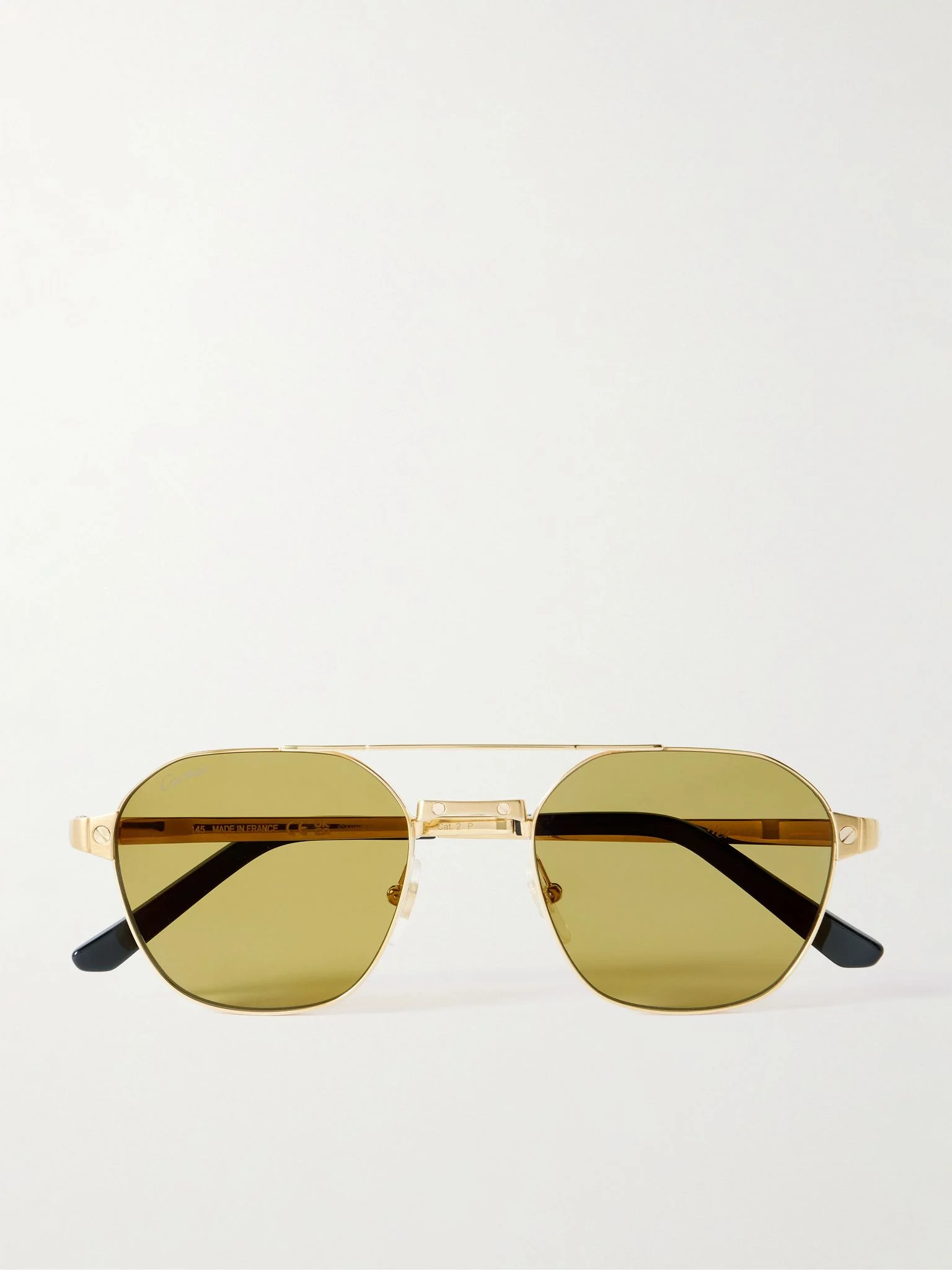 Santos de Cartier Aviator-Style Gold-Tone Sunglasses Gold - 1