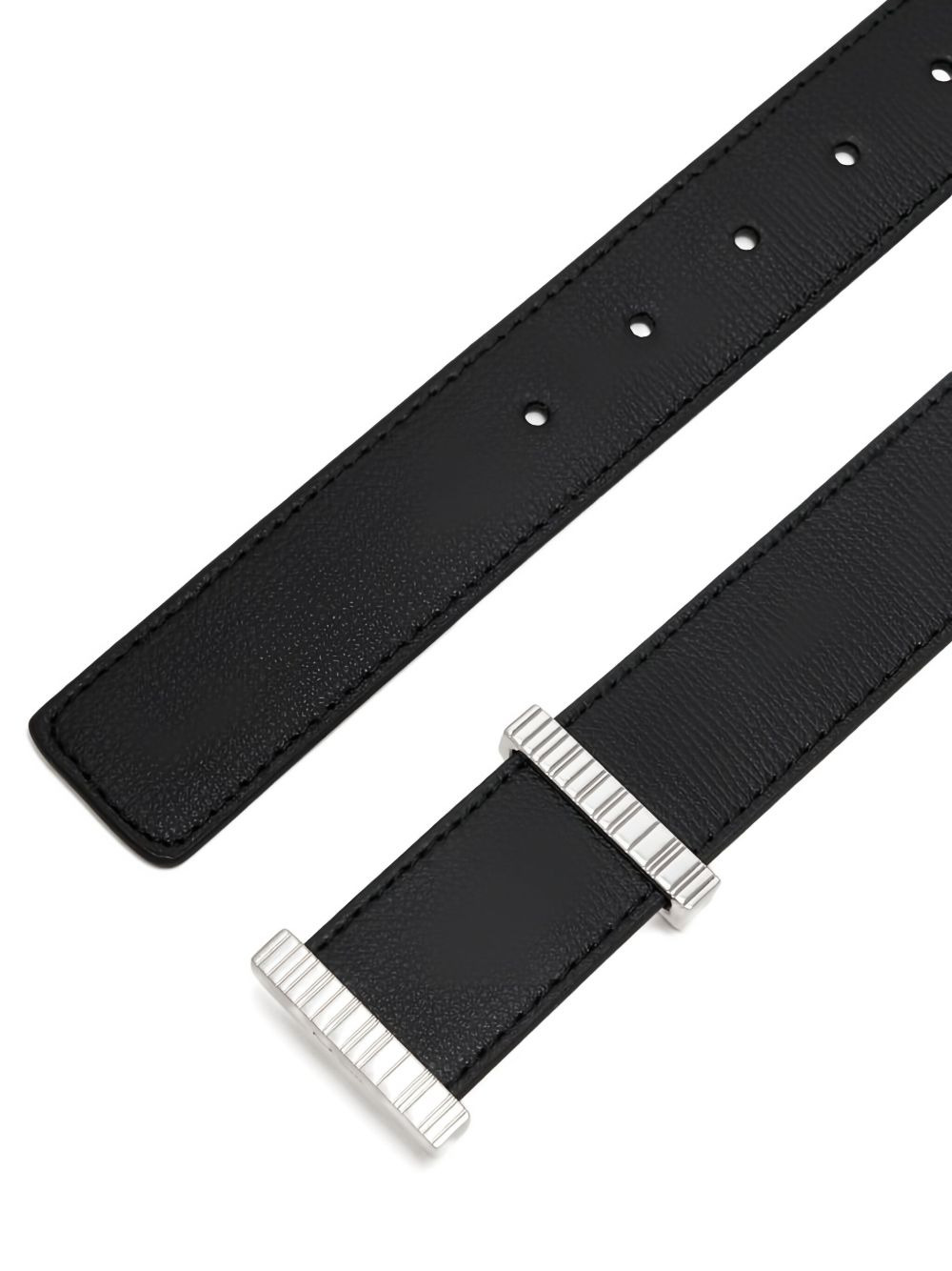ribbed-buckle leather belt - 2