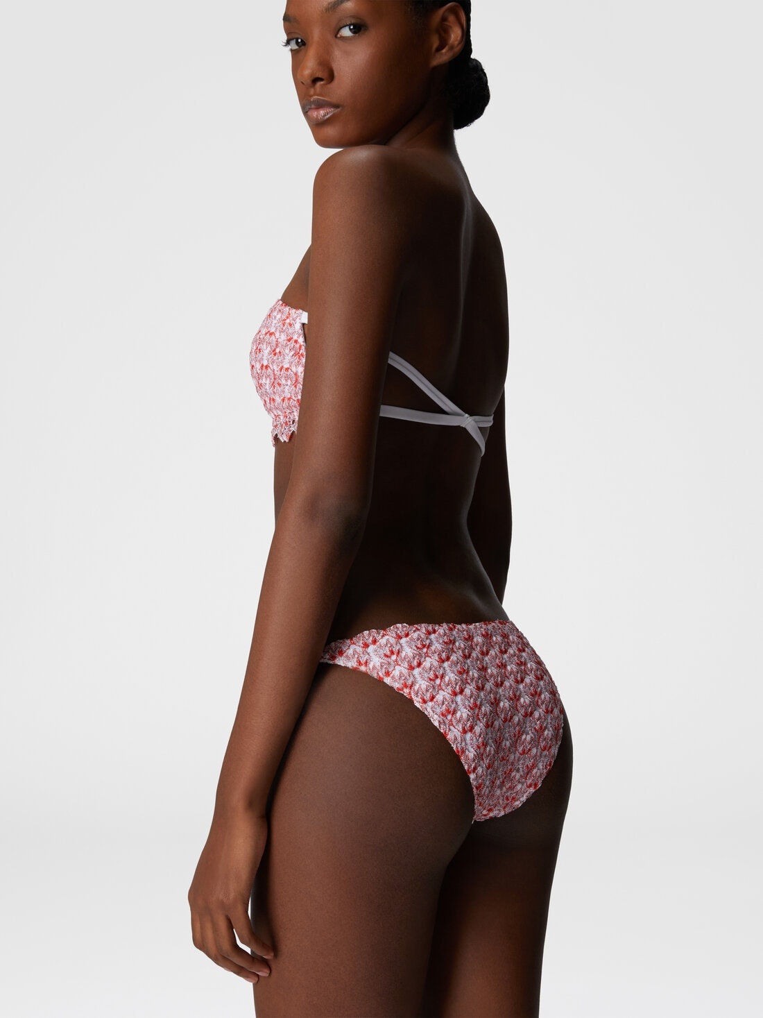 Lace triangle bikini with lamé - 5