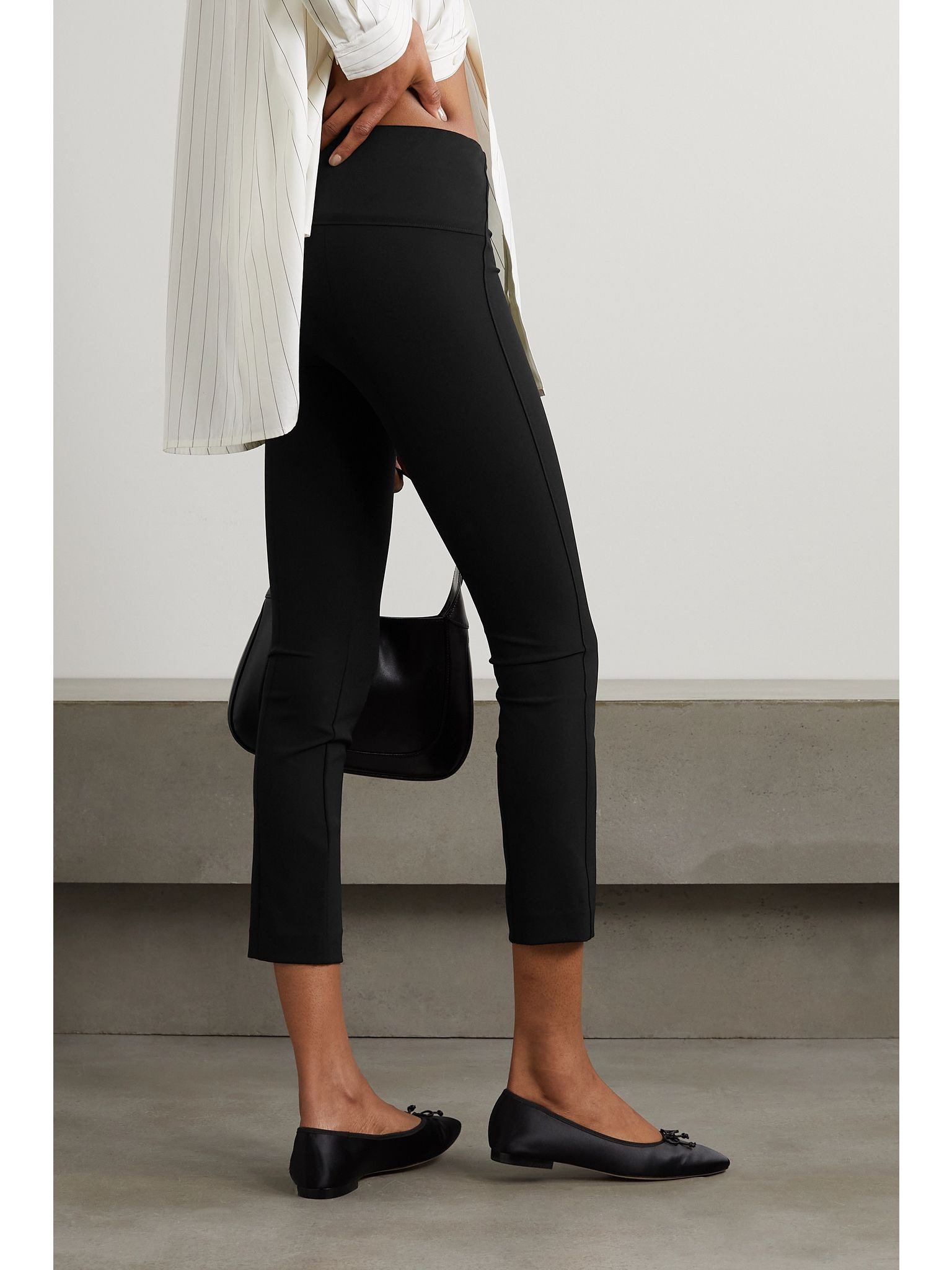 Cropped stretch-crepe skinny pants Black - 3