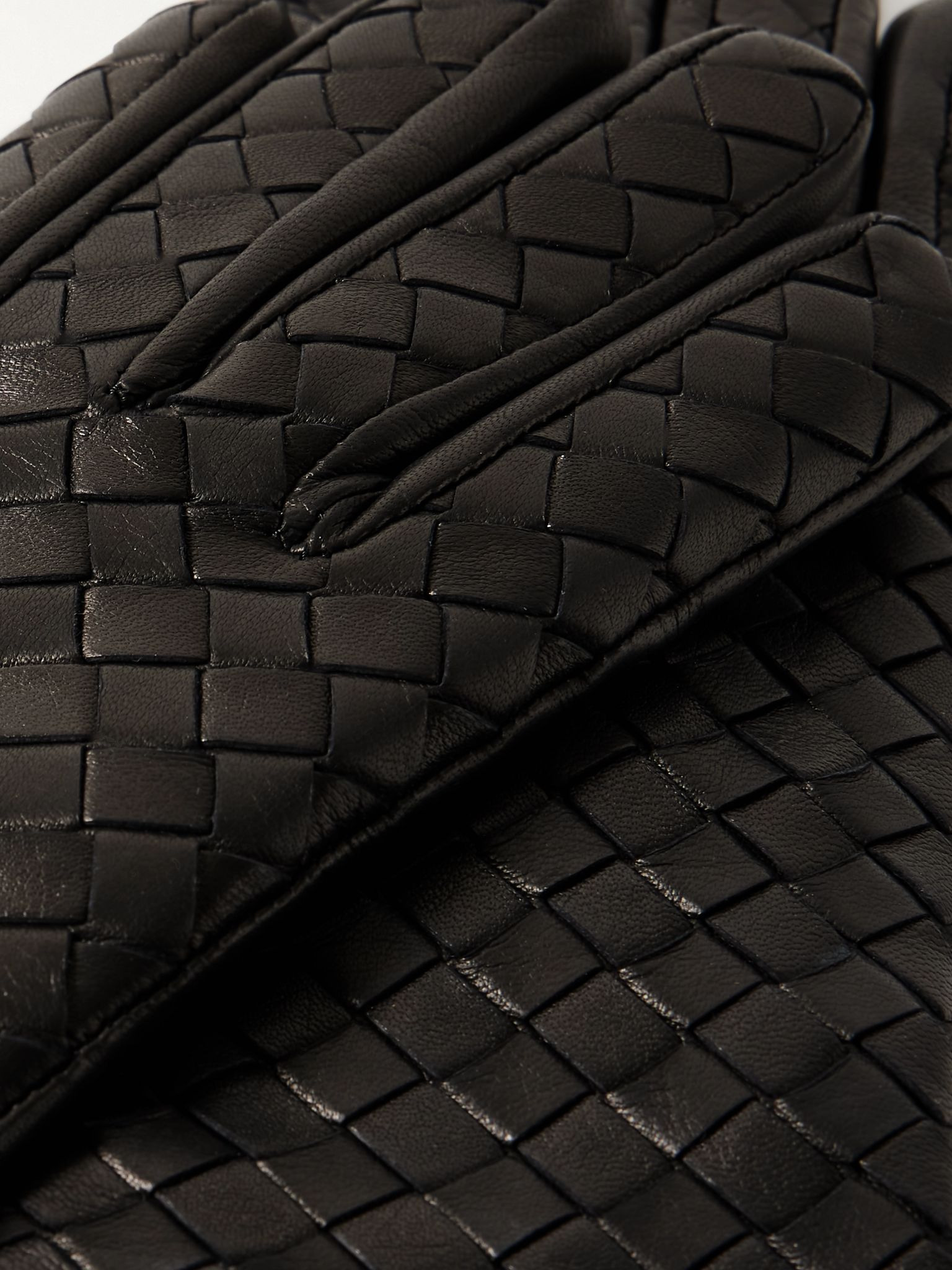 Intrecciato leather gloves Black - 3