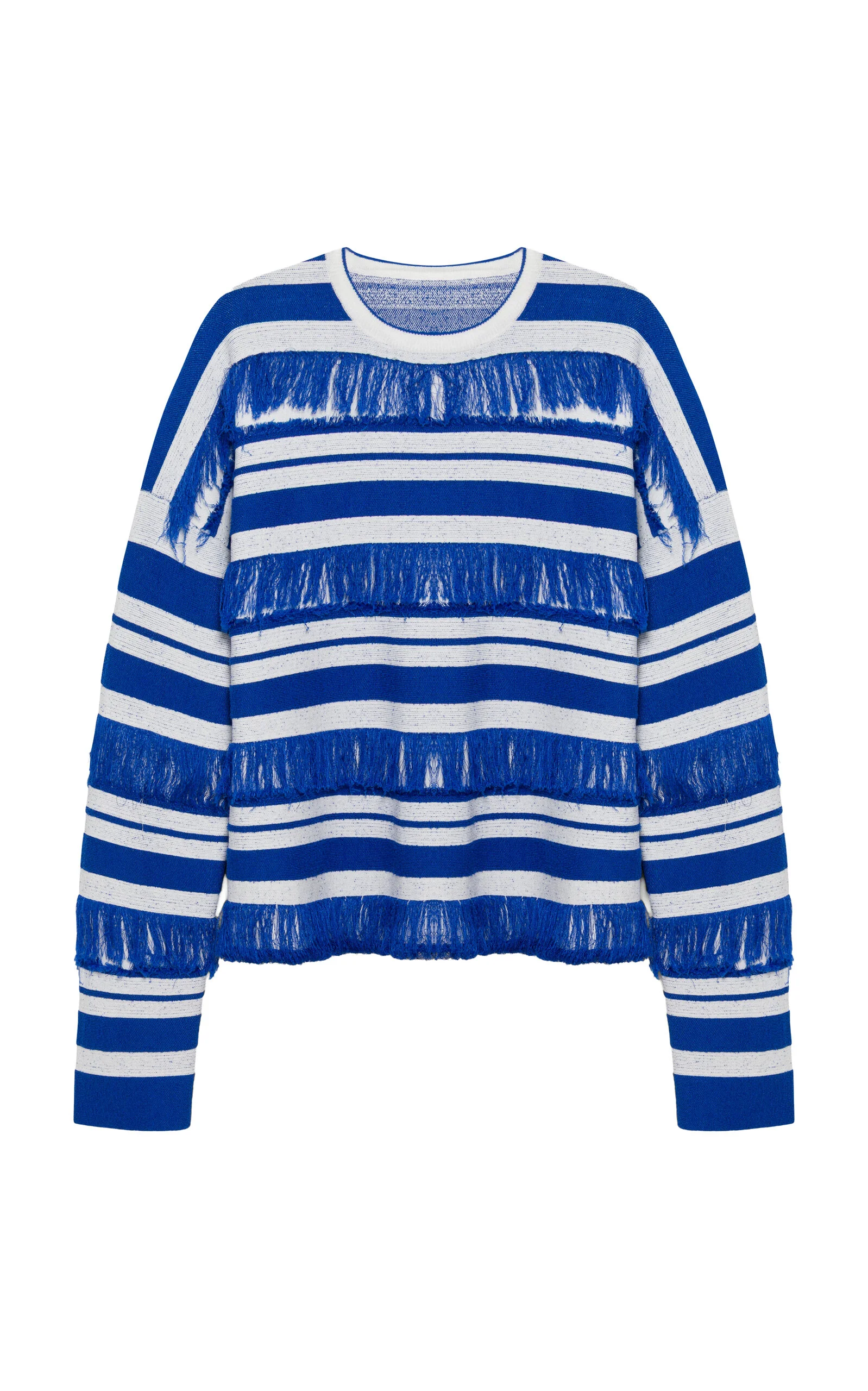 Carrick Fringed Cotton-Blend Knit Sweater blue - 1