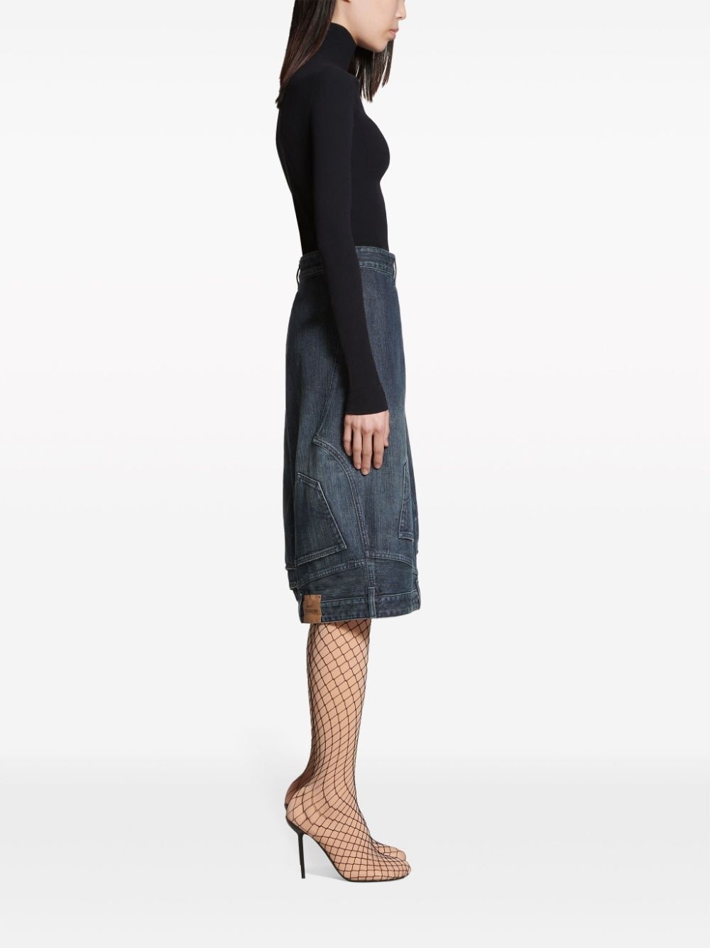 upside-down denim midi skirt - 3