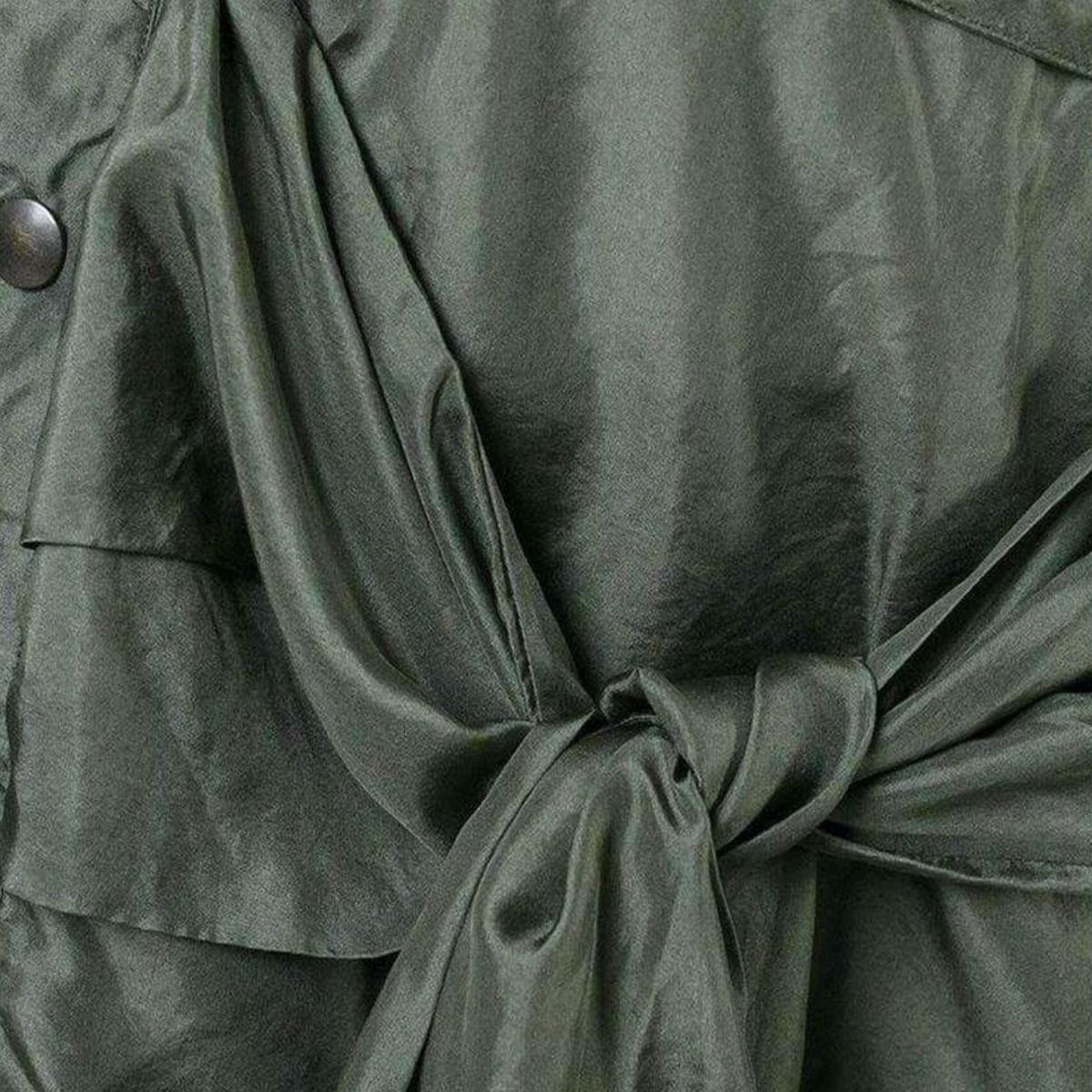 Shirt Style Asymmetric Silk Skirt - 5