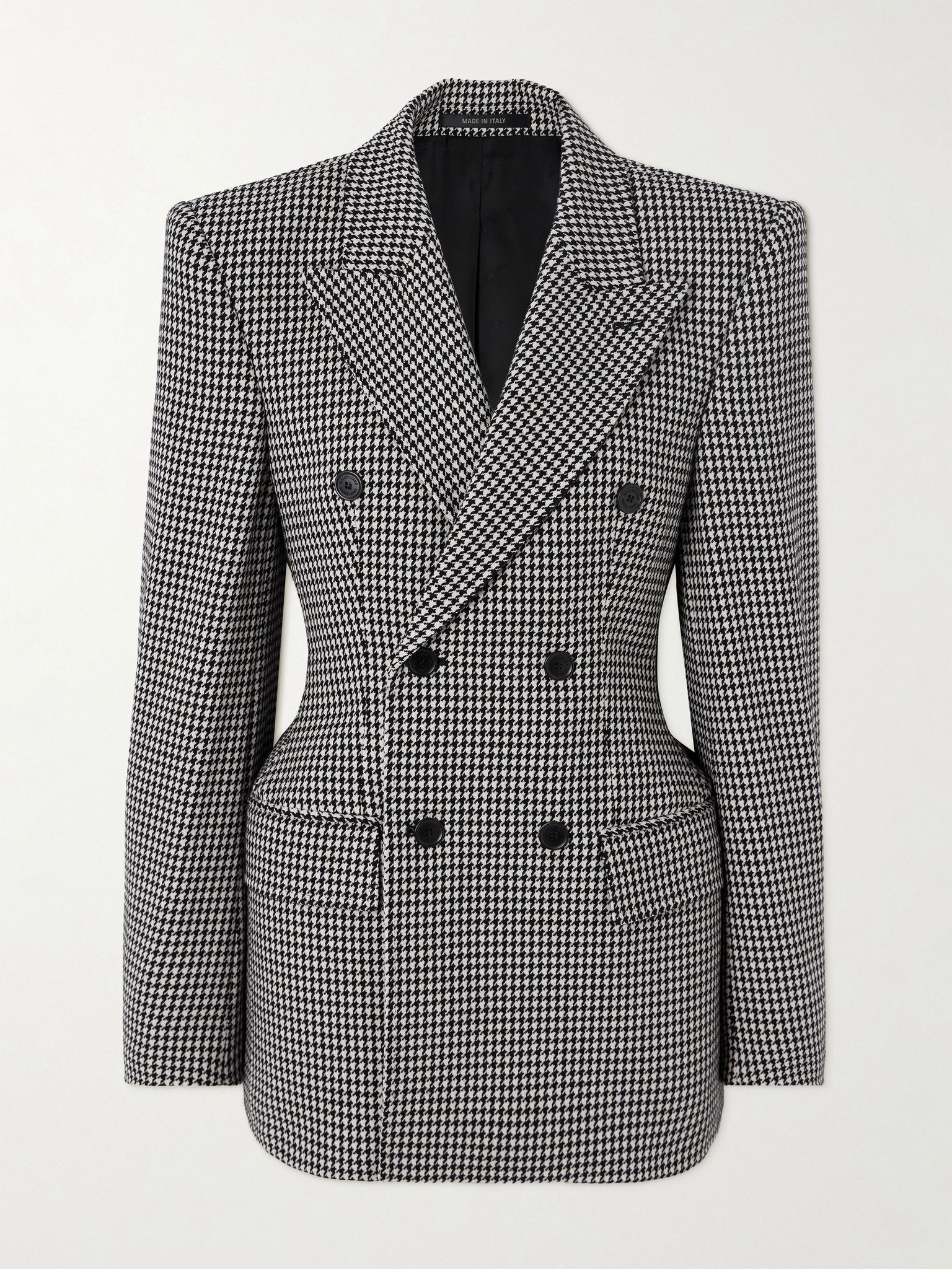 Hourglass houndstooth double-breasted wool blazer Gray - 1
