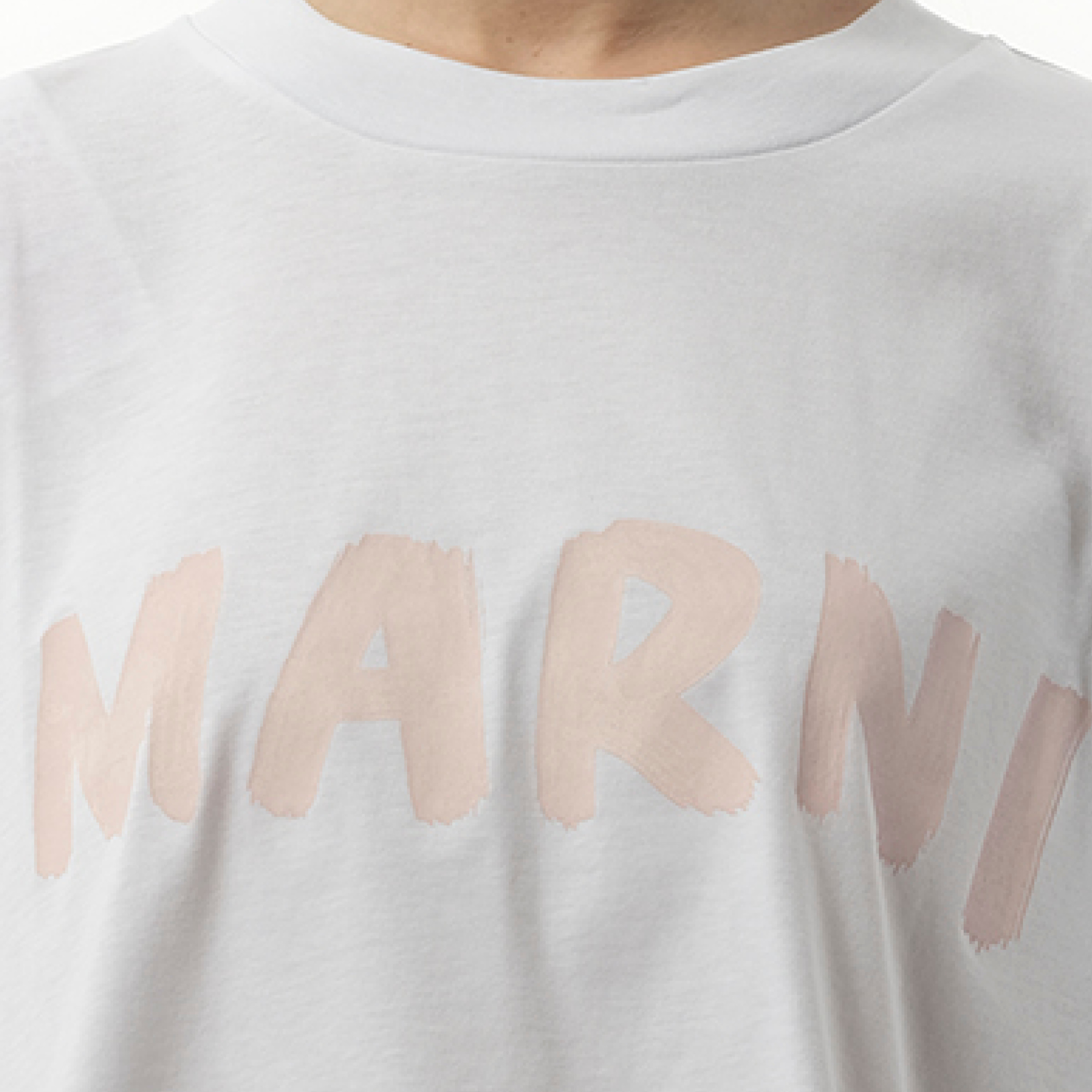 Cropped Logo T-Shirt in Lily White/Pink - 2