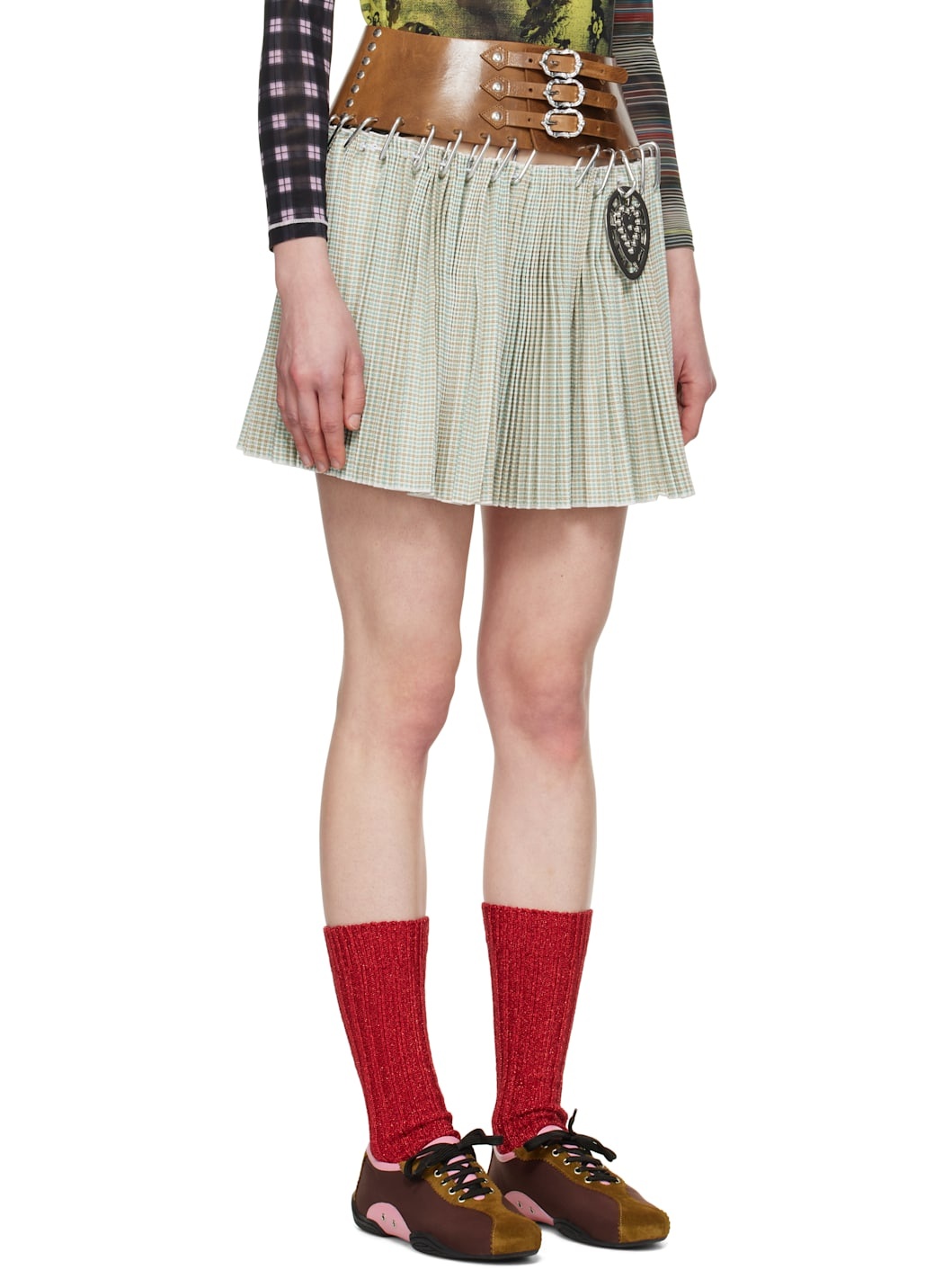 Brown & Green Sonny Carabiner Miniskirt - 2