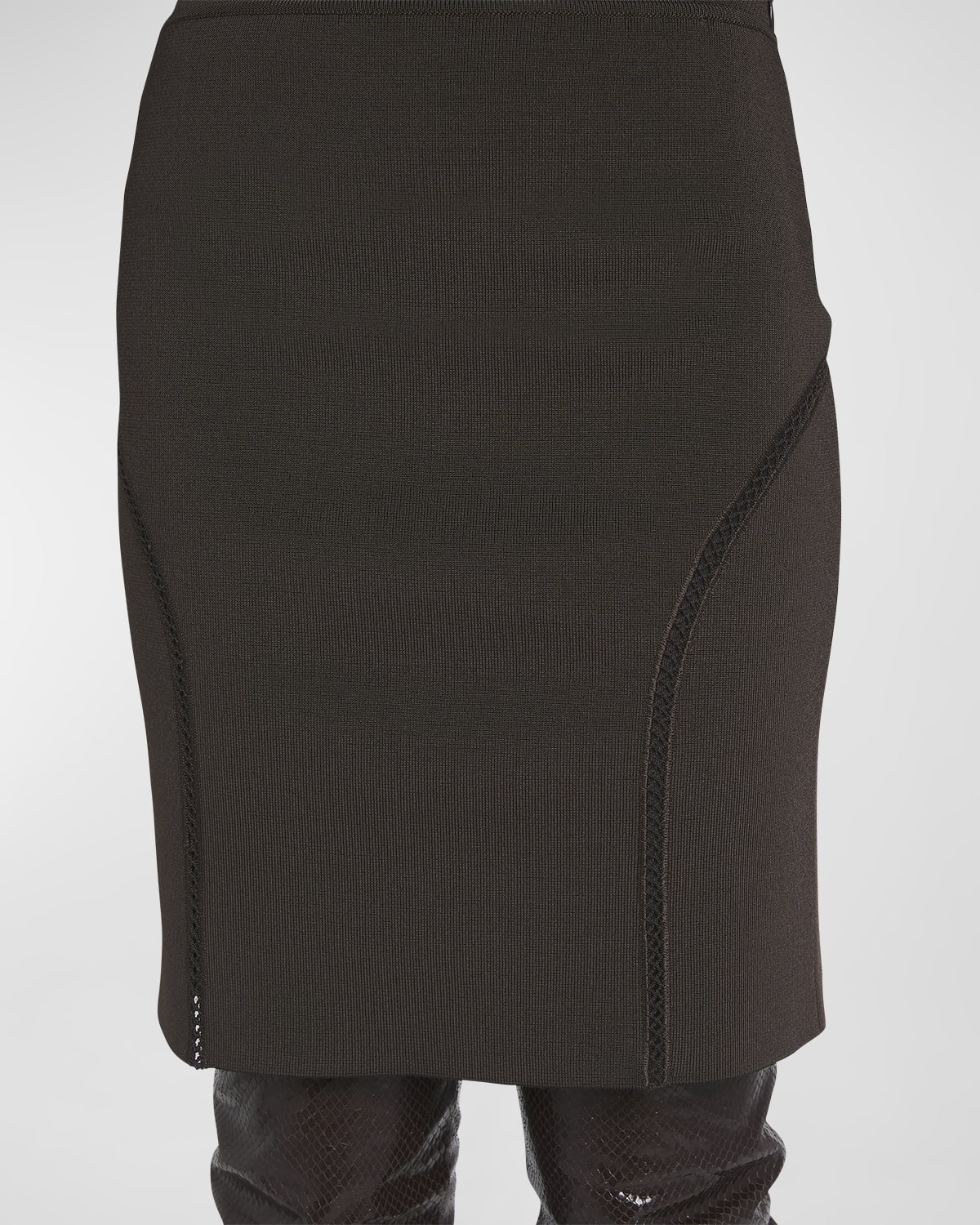 Embroidered Compact Slinky Viscose Pencil Skirt - 1